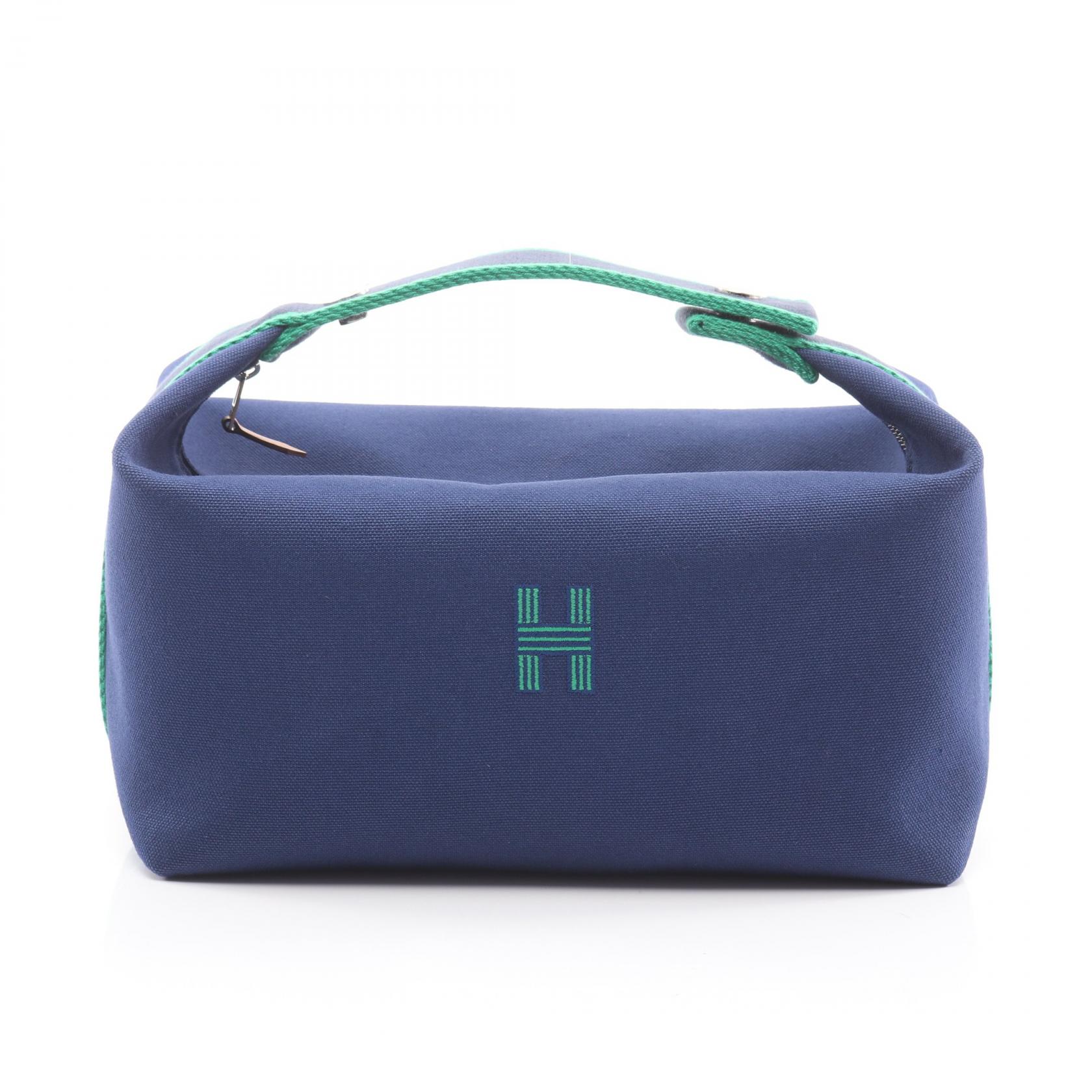 【15%OFFクーポン対象】エルメス HERMES ブリッドアブラックGM ハンドバッグ バッグ キャンバス レディース ネイビー系 / グリーン系 【中古】