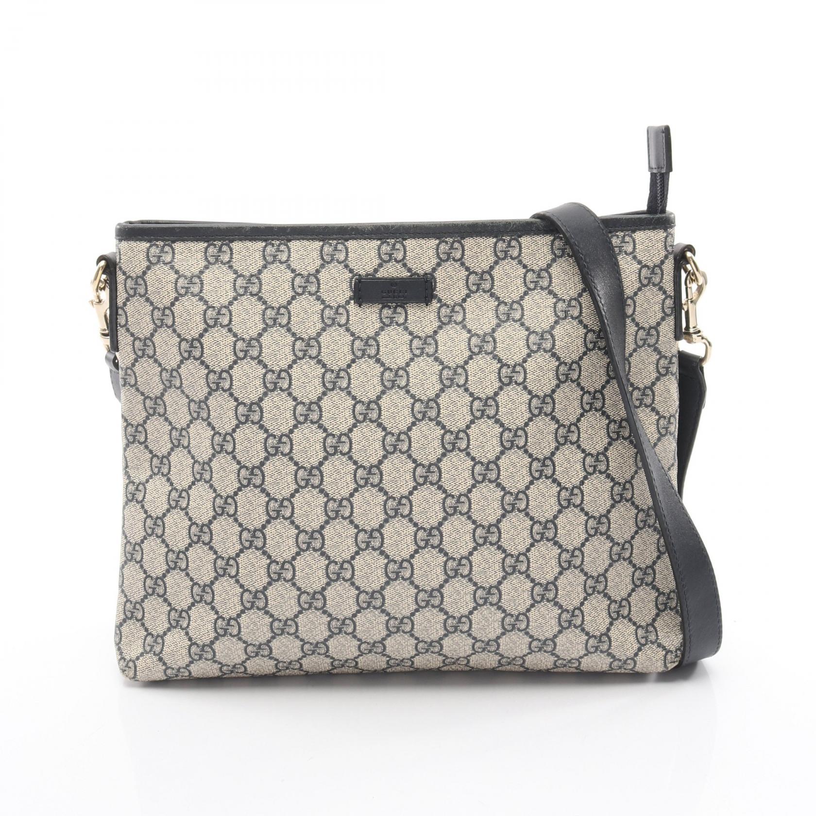 《全品5%クーポン×P5倍》グッチ GUCCI GGスプリーム ショルダーバッグ バッグ PVCコーティングキャンバス レザー レディース ベージュ系 / ネイビー系 388924 【中古】