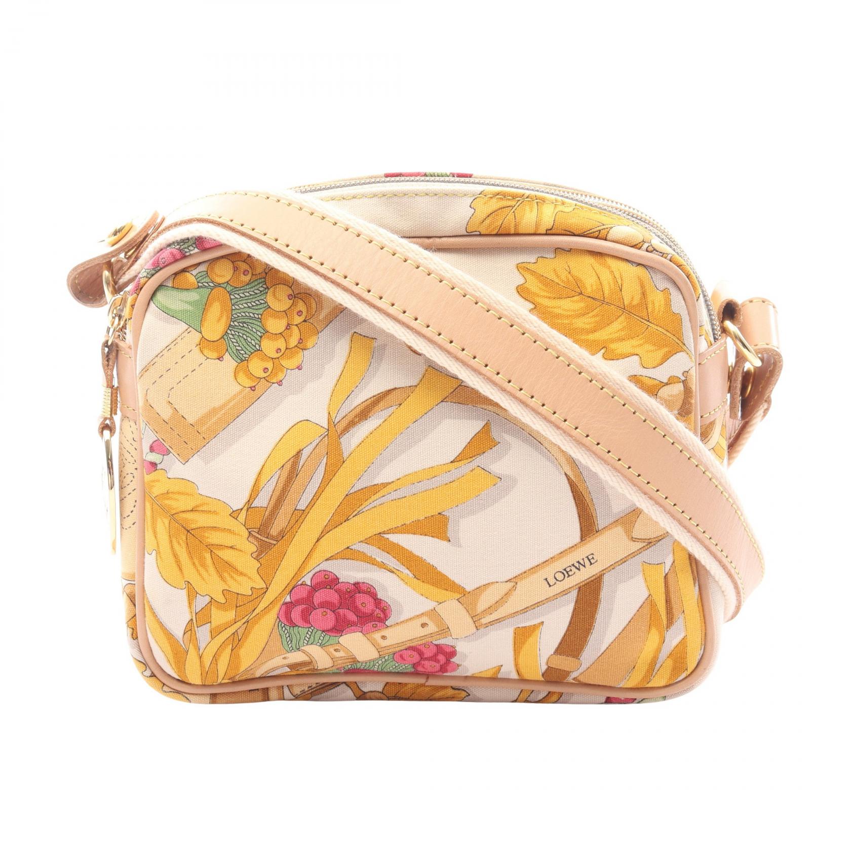 ≪15%OFFクーポン 7/19 20時～7/26 9:59≫ロエベ LOEWE ショルダーバッグ バッグ キャンバス レザー レディース ホワイト系 / マルチカラー 【中古】｜Mike Museum