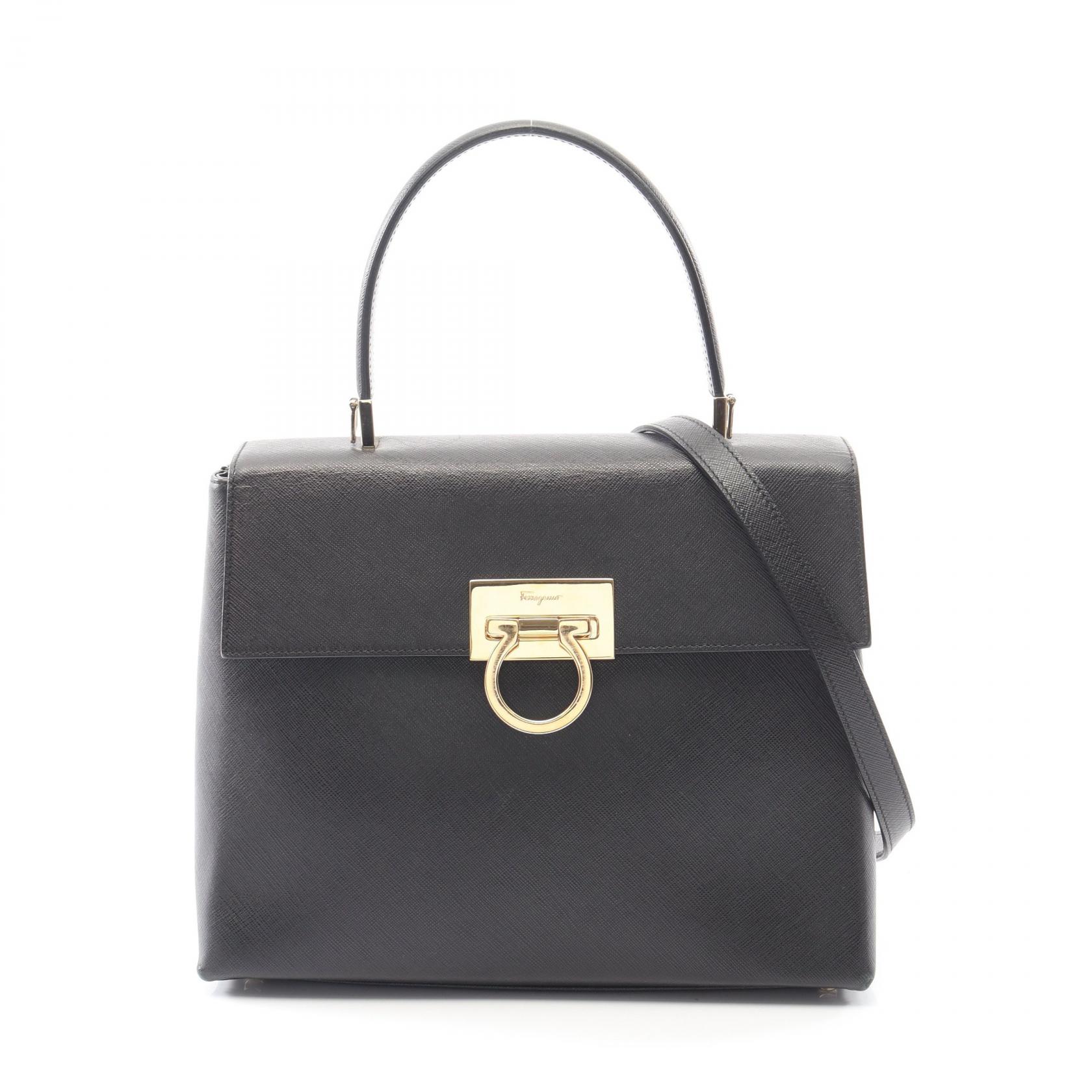 サルヴァトーレフェラガモ Salvatore Ferragamo ガンチーニ ハンドバッグ バッグ レザー レディース ブラック系 【中古】 52,800円