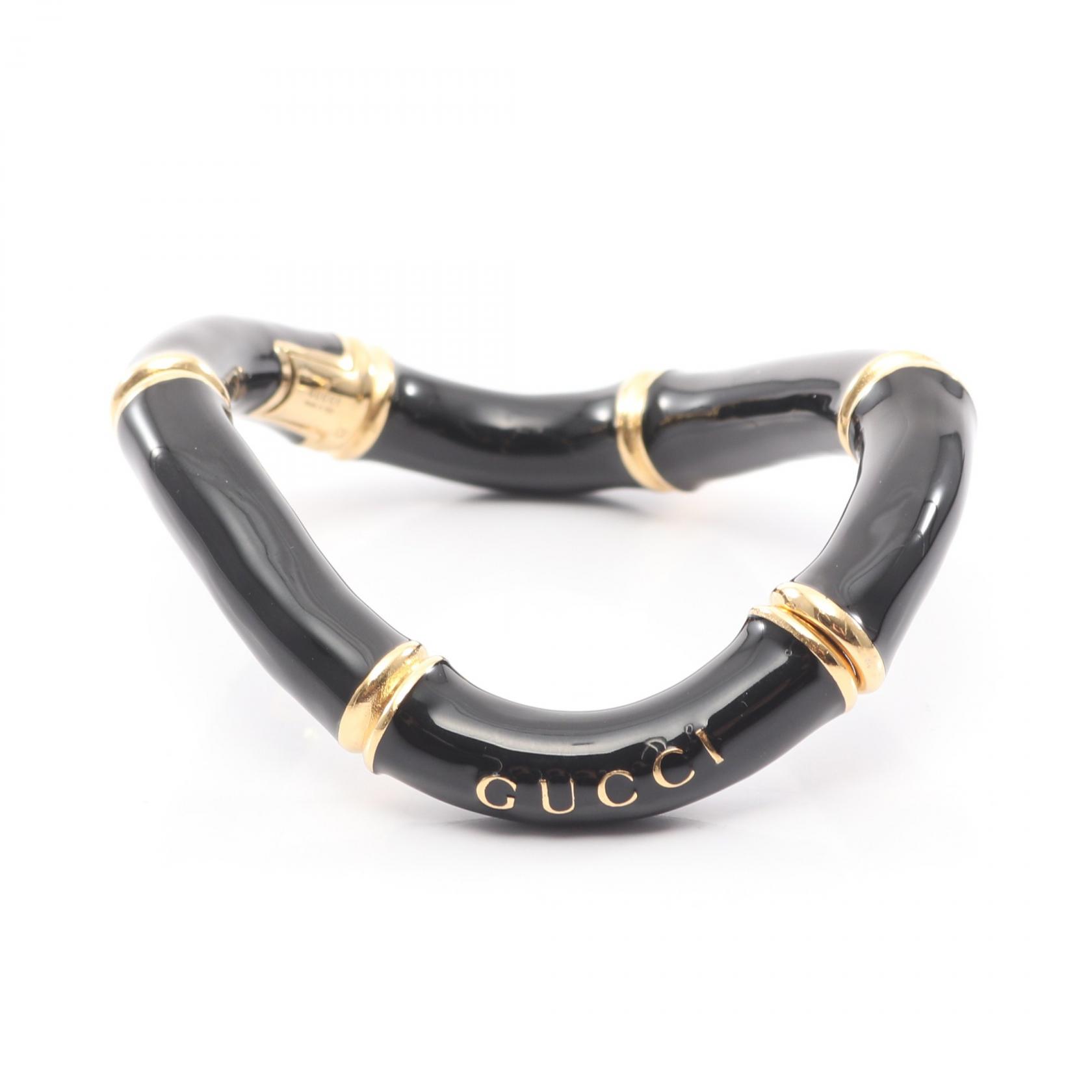 グッチ GUCCI バンブー カフ ブレスレット アクセサリー ステンレススチール GP（ゴールドメッキ） レディース ブラック系 / ゴールド系 【中古】