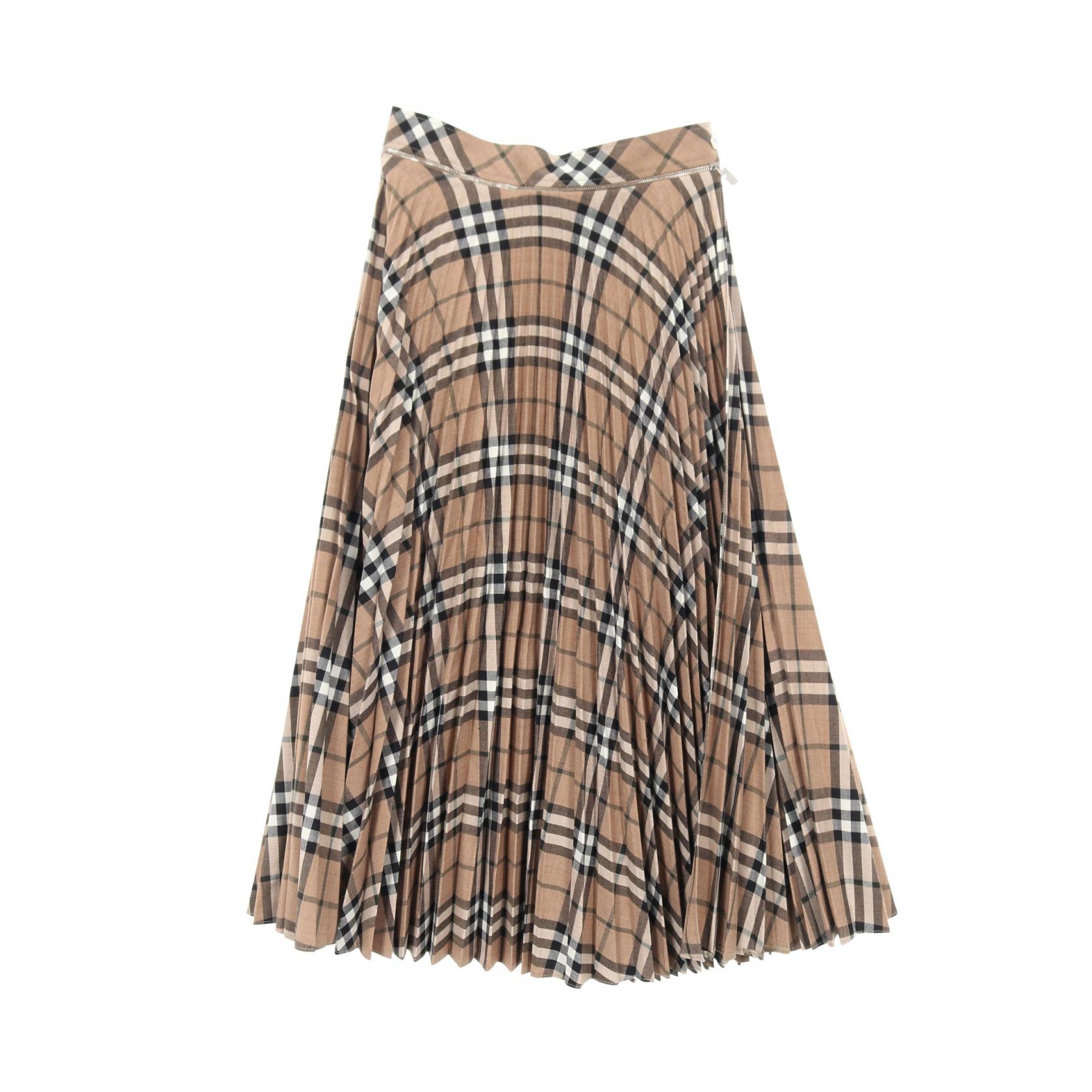 【SALE／5千円OFFクーポン】バーバリー BURBERRY ノバチェック プリーツスカート スカート 衣料品 ボトムス ウール ポリエステル レディース ブラウン系 / マルチカラー 80930118 【新品】