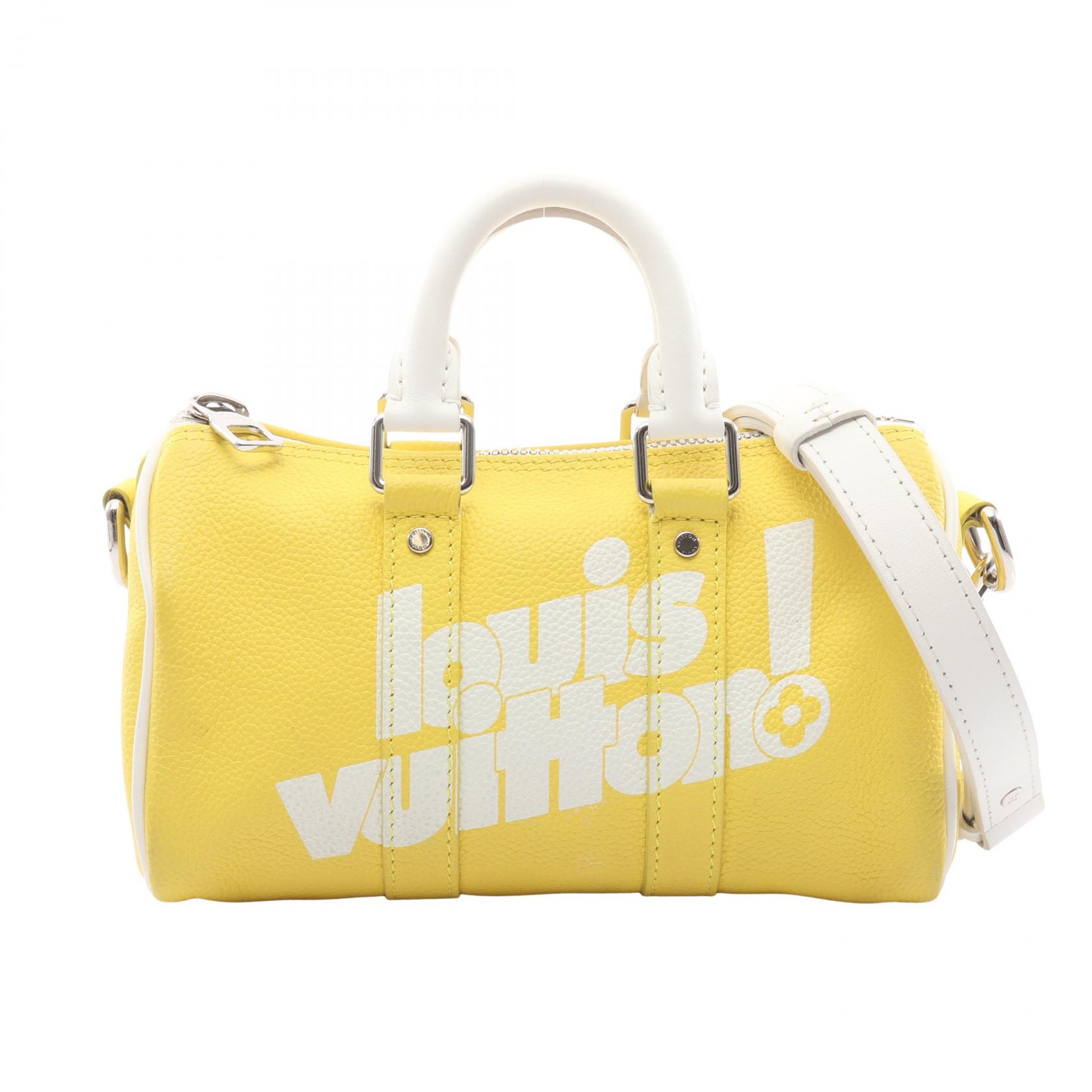 ルイ・ヴィトン LOUIS VUITTON キーポルXS エヴリデイLV ハンドバッグ バッグ レザー レディース イエロー系 / ホワイト系 M80842 【中古】