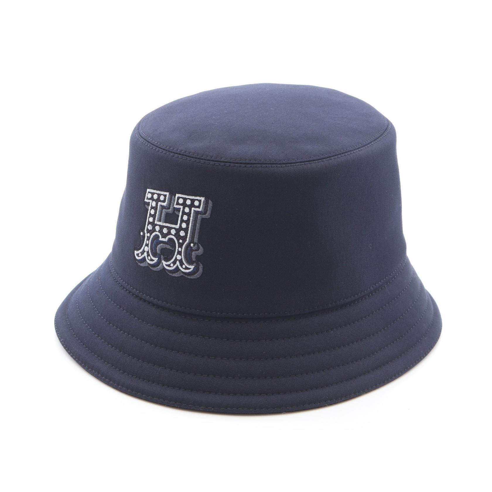《全品5%クーポン×P5倍》エルメス HERMES ハーパー Hエレクトリック ハット 帽子 コットン レディース ネイビー系 【中古】