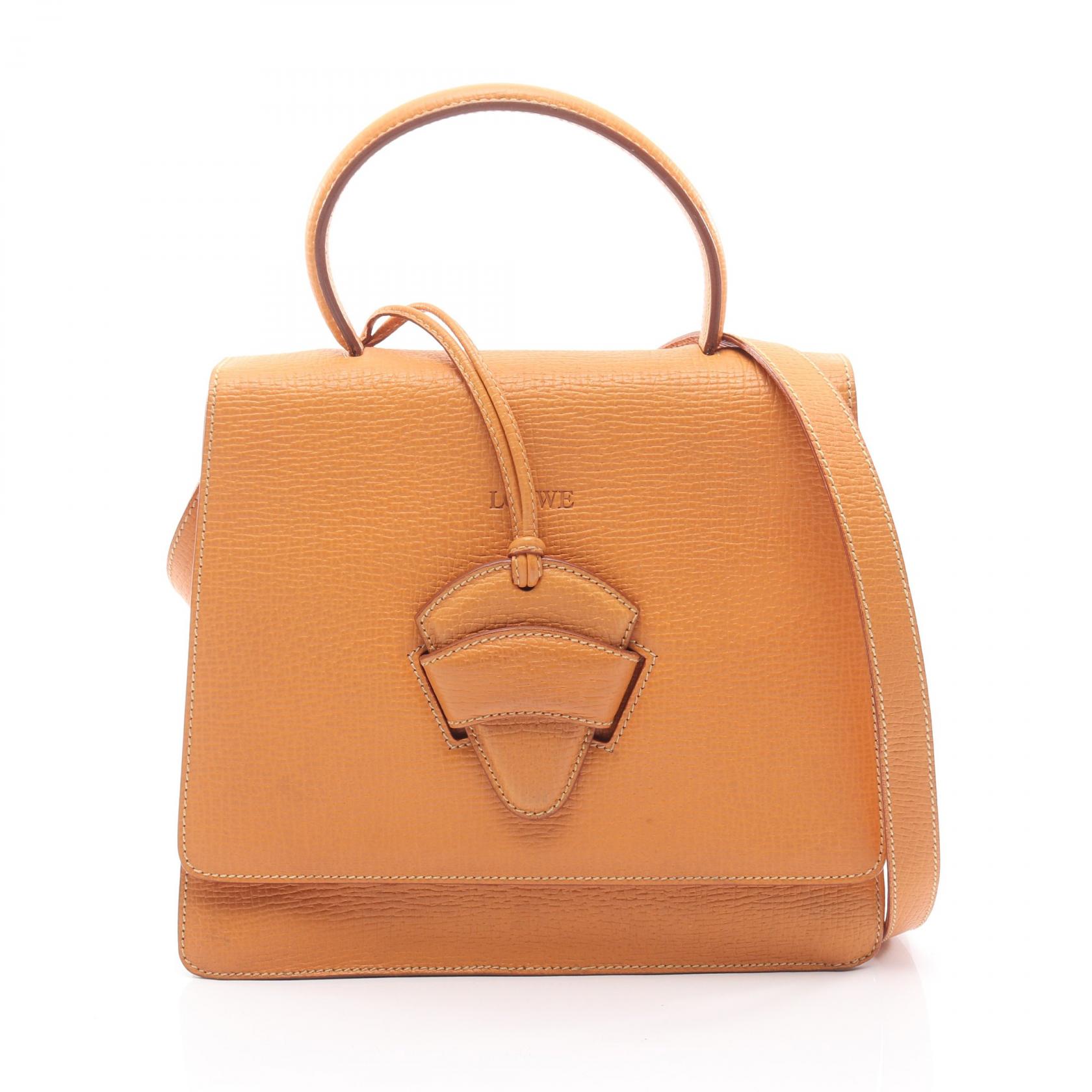 【ポイント5倍／～4/10(金)23:59】ロエベ LOEWE バルセロナ ハンドバッグ バッグ レザー レディース オレンジ系 【中古】