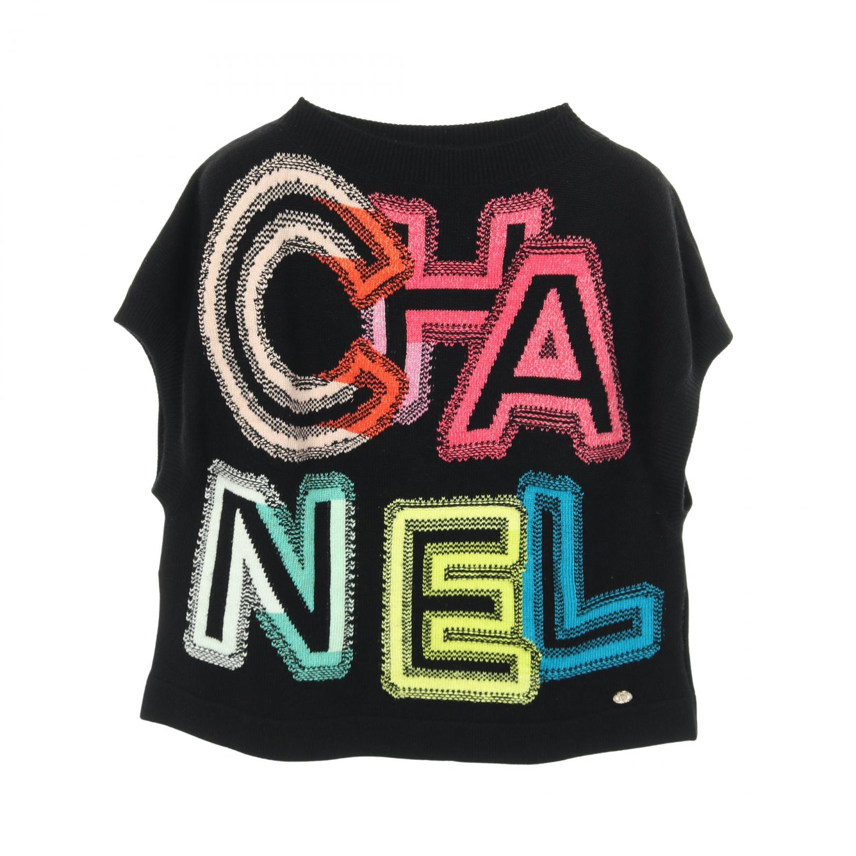 【20%OFFクーポン対象】シャネル CHANEL ロゴ ベスト ニット 衣料品 トップス カシミヤ コットン アクリル レディース ブラック系 / マルチカラー P70887K10120 【中古】 204,000円