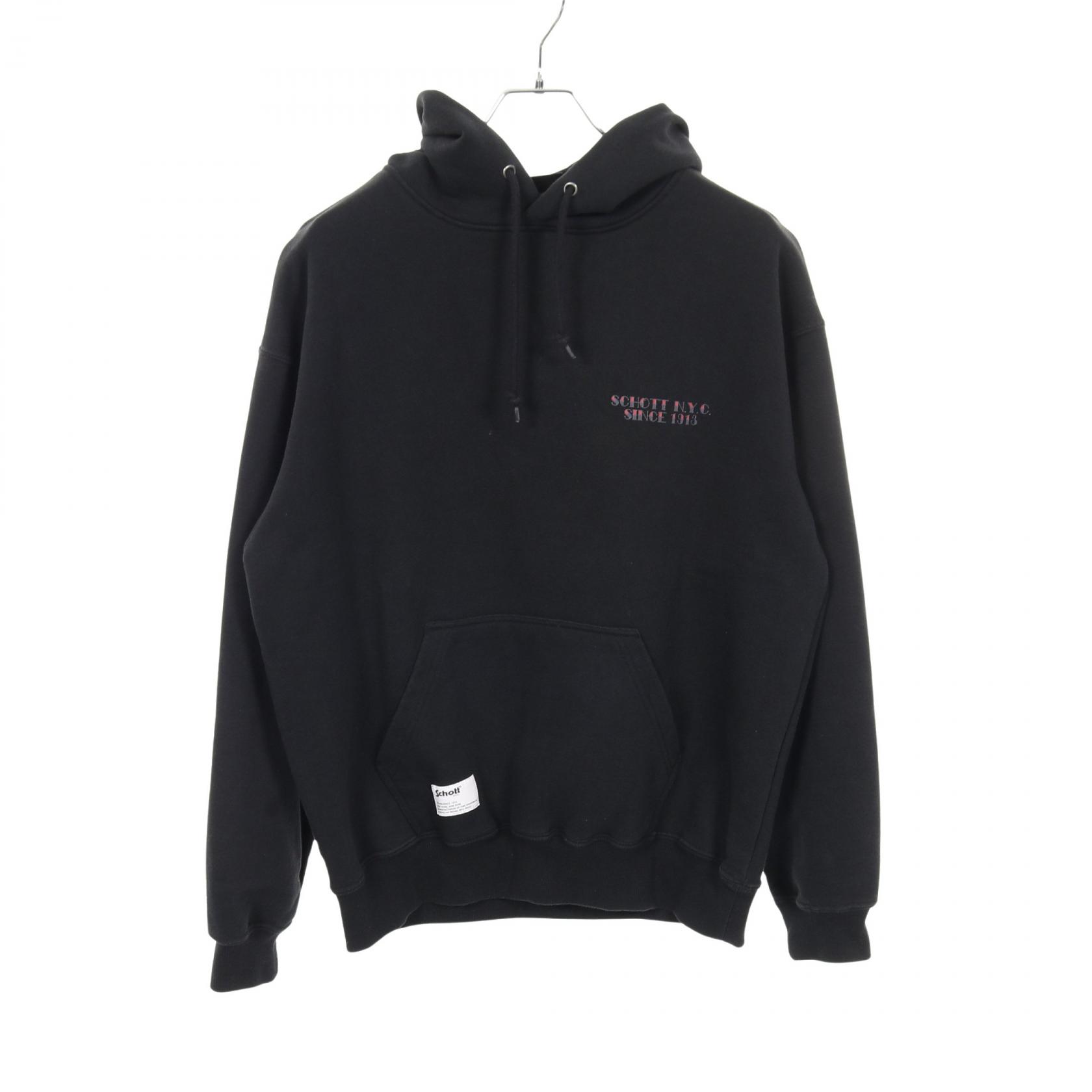 《全品5%クーポン×P5倍》ショット schott CHICANA HOODED SWEAT パーカー 衣料品 トップス コットン メンズ ブラック系 【中古】