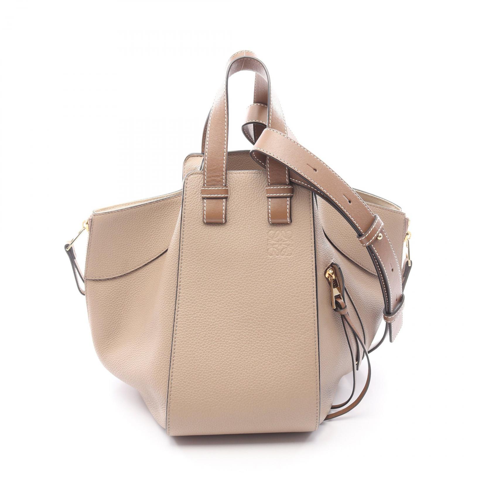 【SALE／1万円OFFクーポン】ロエベ LOEWE ハンモックバッグ スモール ハンドバッグ バッグ レザー レディース ベージュ系 / ブラウン系 【中古】