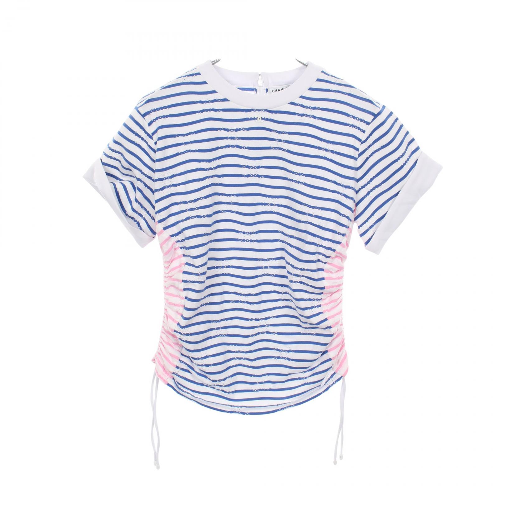 ≪10%OFFクーポン 7/19 20時~7/26 9:59≫シャネル CHANEL ココマーク 半袖Tシャツ 衣料品 トップス コットン レディース ホワイト系 / ブルー系 / ピンク系 P77169K11149 【中古】|Mike Museum