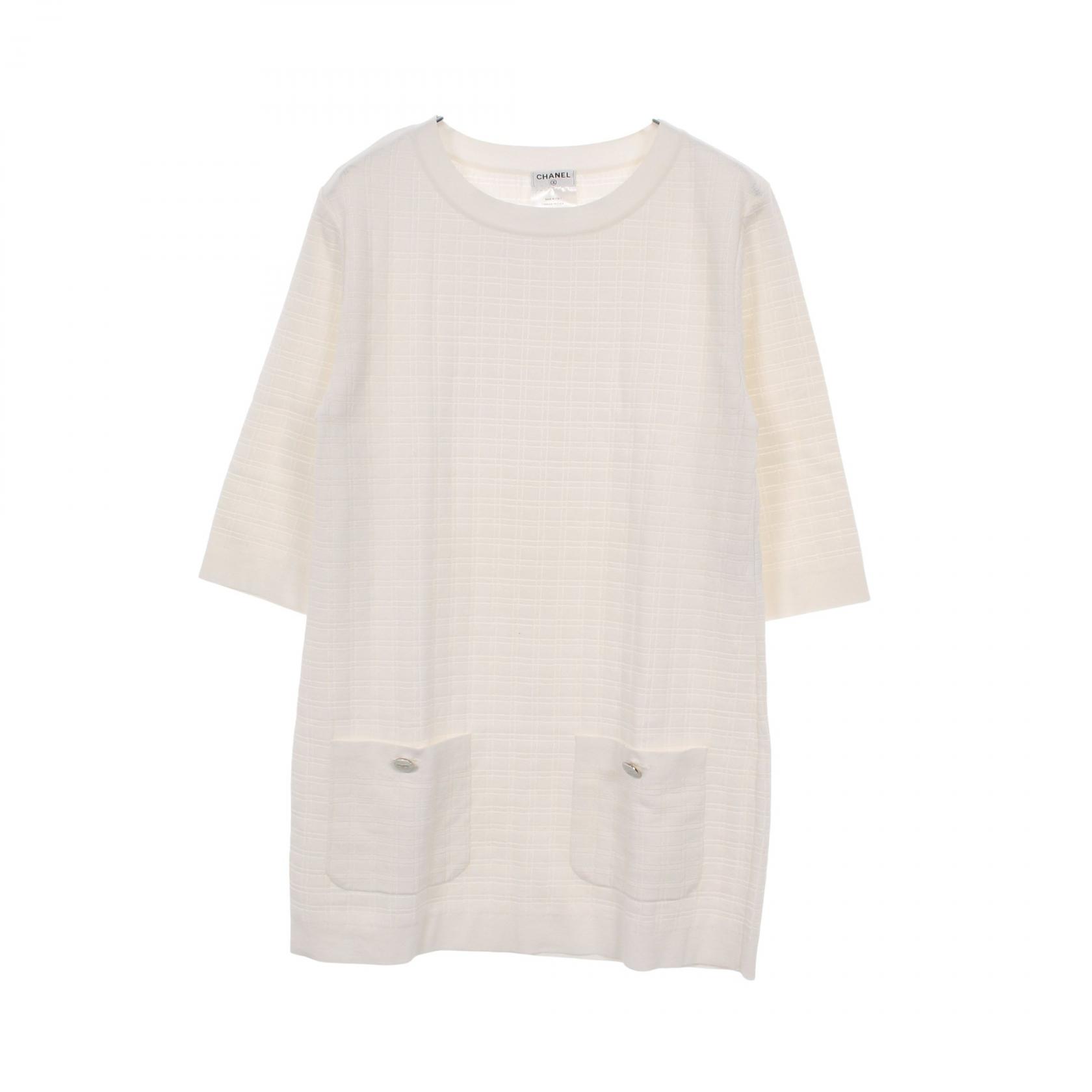 ≪10%OFFクーポン 7/19 20時～7/26 9:59≫シャネル CHANEL ココマークボタン ミニドレス チュニック ワンピース 衣料品 トップス コットン レディース ホワイト系 P47573K06030 【中古】｜Mike Museum