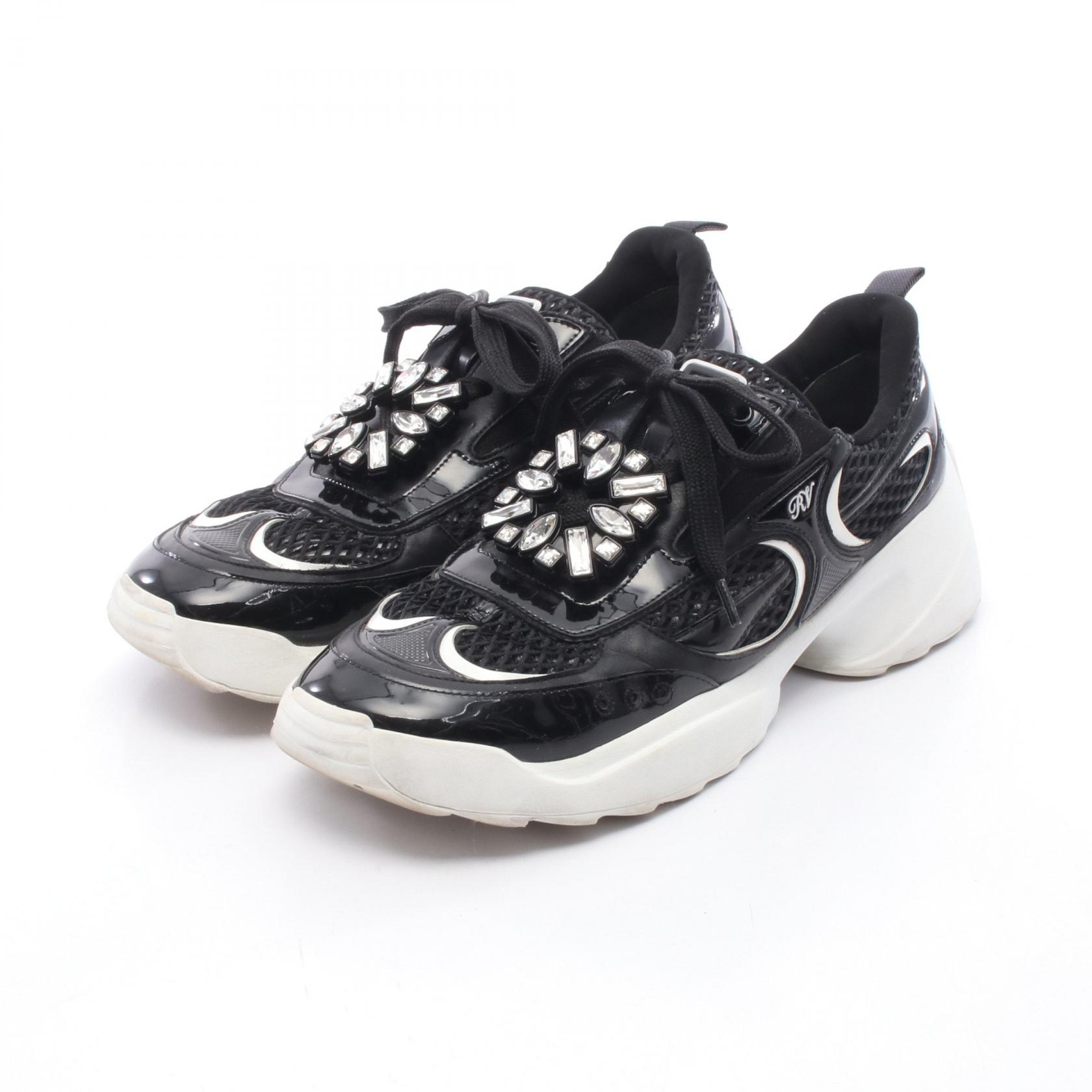 ロジェ ヴィヴィエ Roger Vivier ヴィヴ オン ザ ラン スニーカー 靴 パテントレザー ファブリック レディース ブラック系 / ホワイト系 【中古】