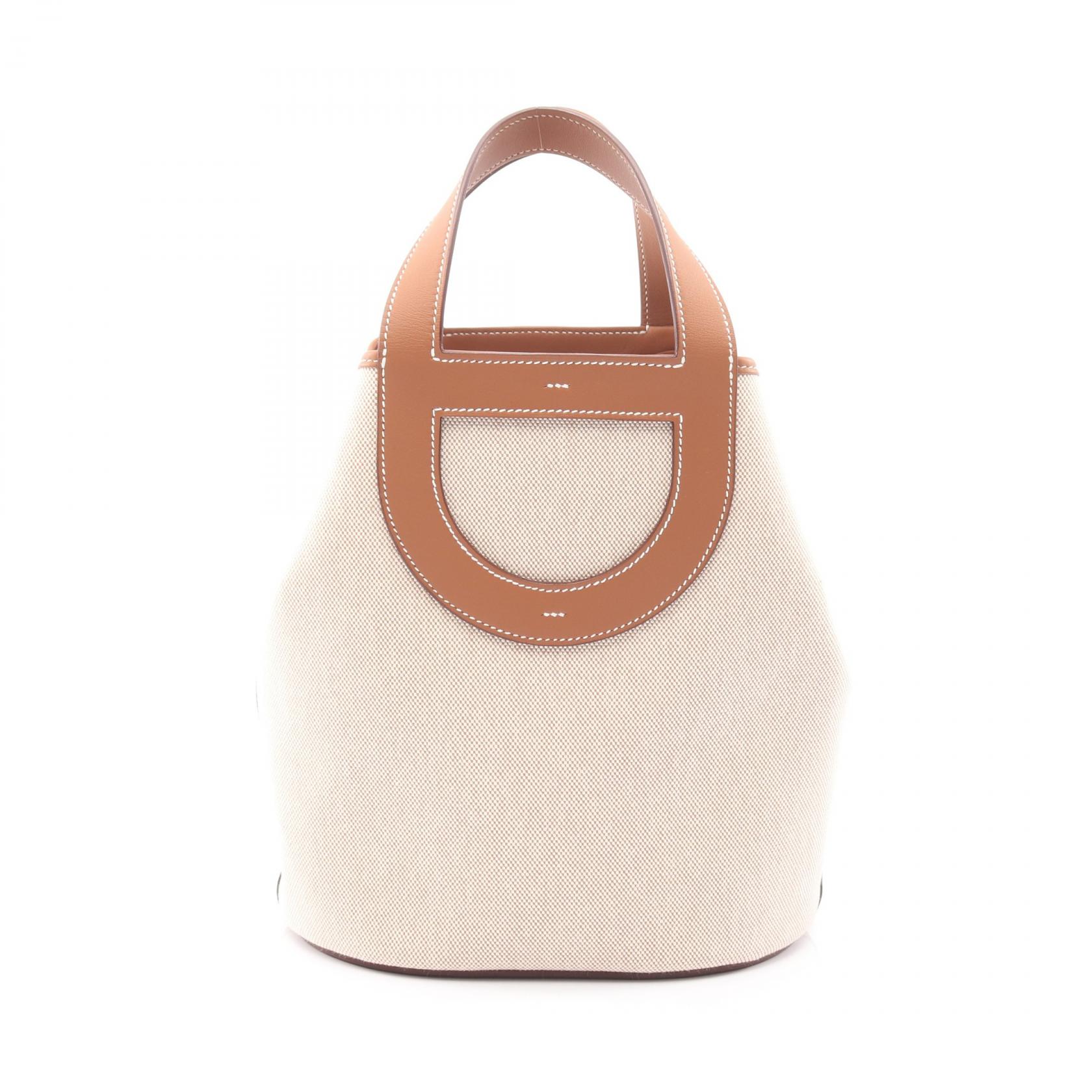≪15%OFFクーポン 7/19 20時~7/26 9:59≫エルメス HERMES インザループ23 ハンドバッグ バッグ キャンバス レザー トワルアッシュ / ヴォースイフト トワルアッシュ レディース ベージュ系 / ブラウン系 / ゴールド 【中古】|Mike Museum