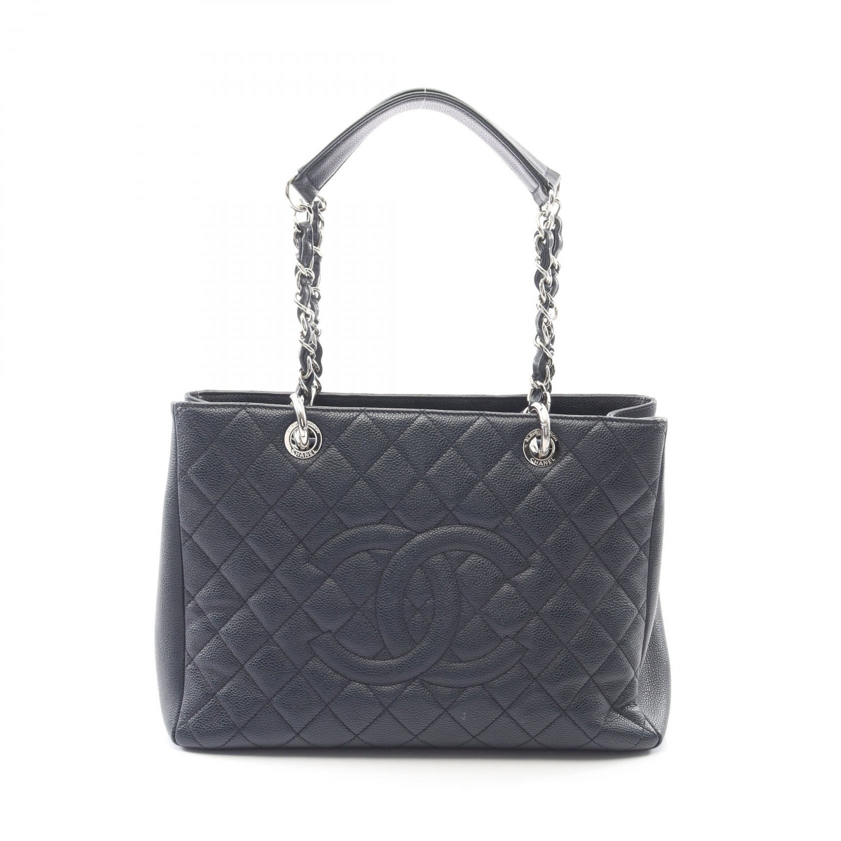 【15%OFFクーポン対象】シャネル CHANEL マトラッセ グランドショッピング GST トートバッグ バッグ レザー カーフ（牛革） レディース ネイビー系 A50995 【中古】