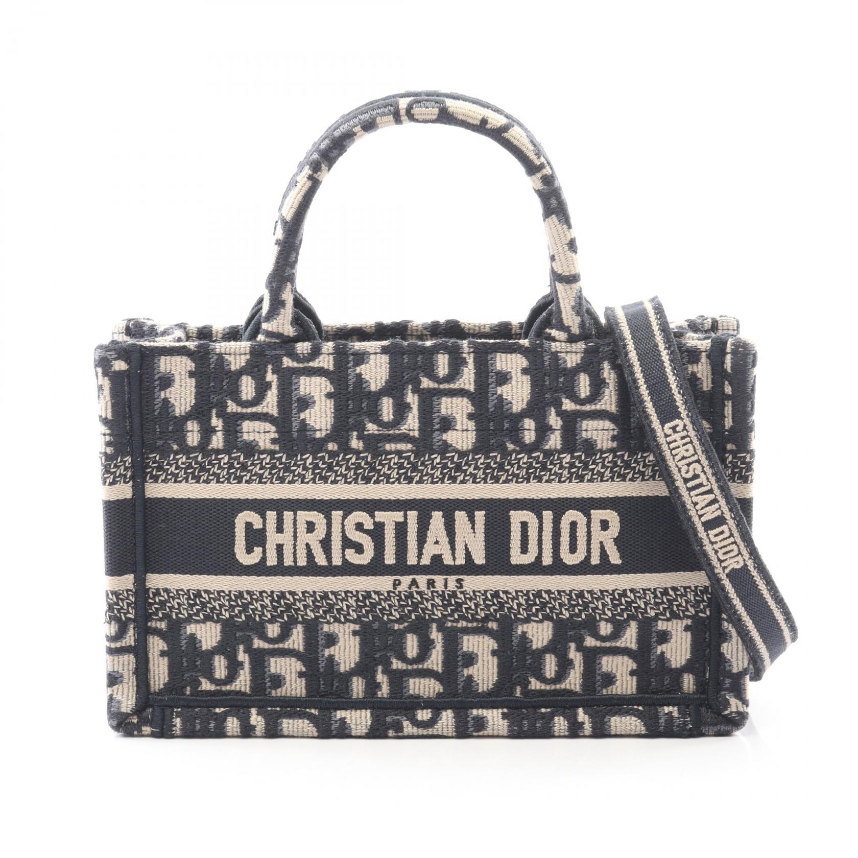【15%OFFクーポン対象】ディオール Dior BOOK TOTE ブックトート ミニ トートバッグ バッグ キャンバス レディース ベージュ系 / ネイビー系 S5573CRIW_M928 【中古】