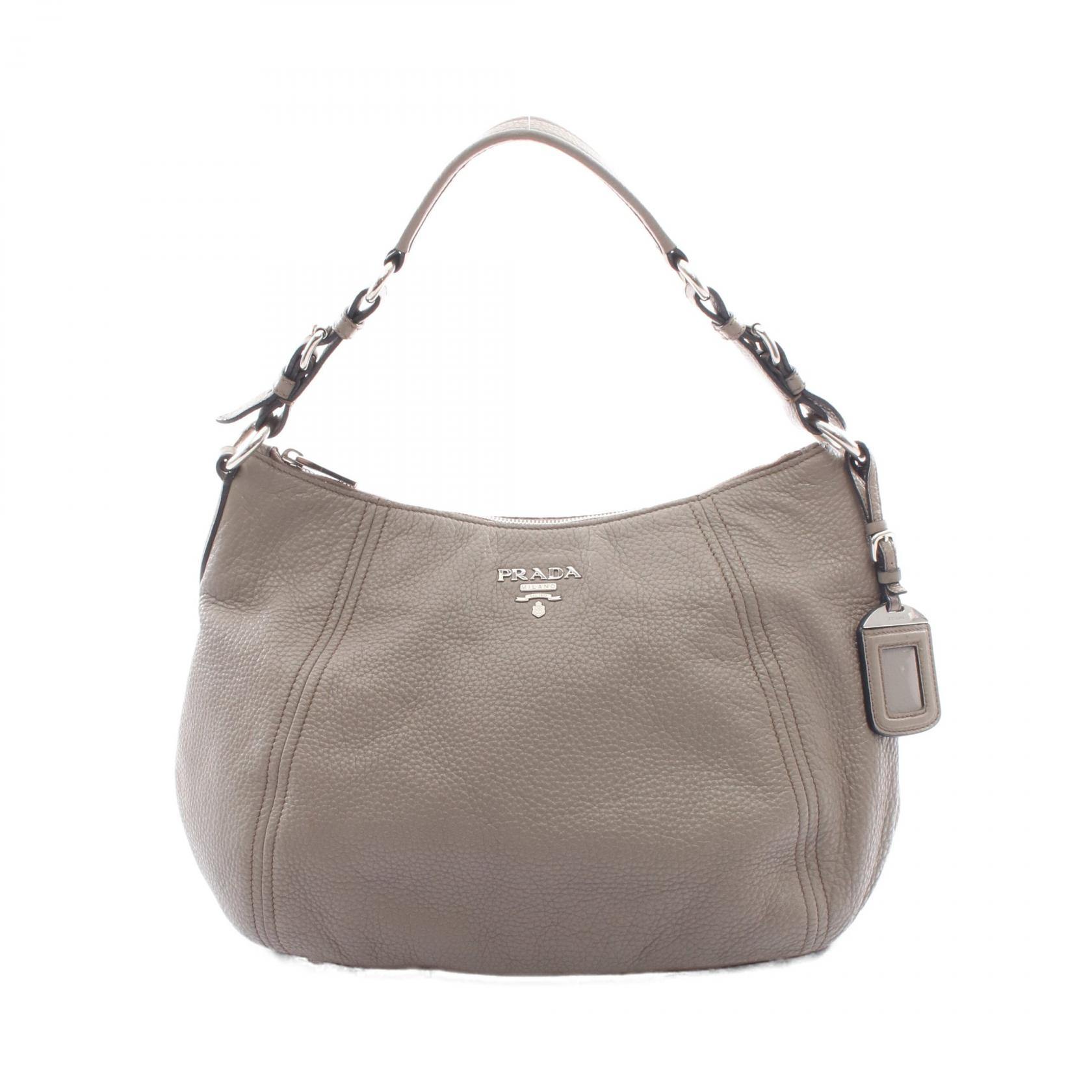 【ポイント5倍／～4/10(金)23:59】プラダ PRADA ショルダーバッグ バッグ レザー レディース ベージュ系 【中古】