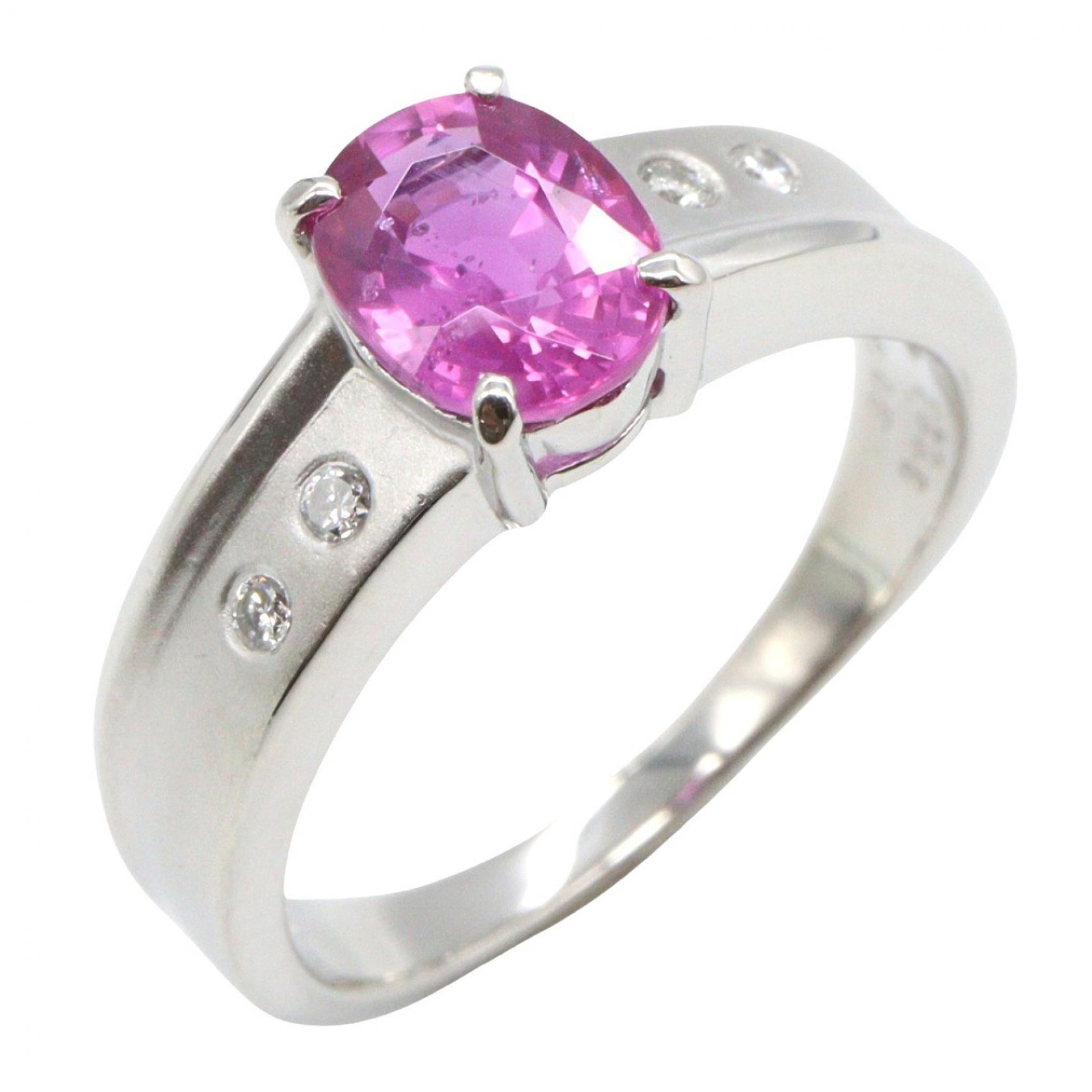 【15%OFFクーポン対象】ジュエリー JEWELRY ピンクサファイア ダイヤモンド リング リング・指輪 ジュエリー Pt900プラチナ ダイヤモンド ピンクサファイア レディース シルバー系 / クリア系 / ピンク系 ﾋﾟﾝｸｻﾌｧｲｱ 6.4g 【中古】