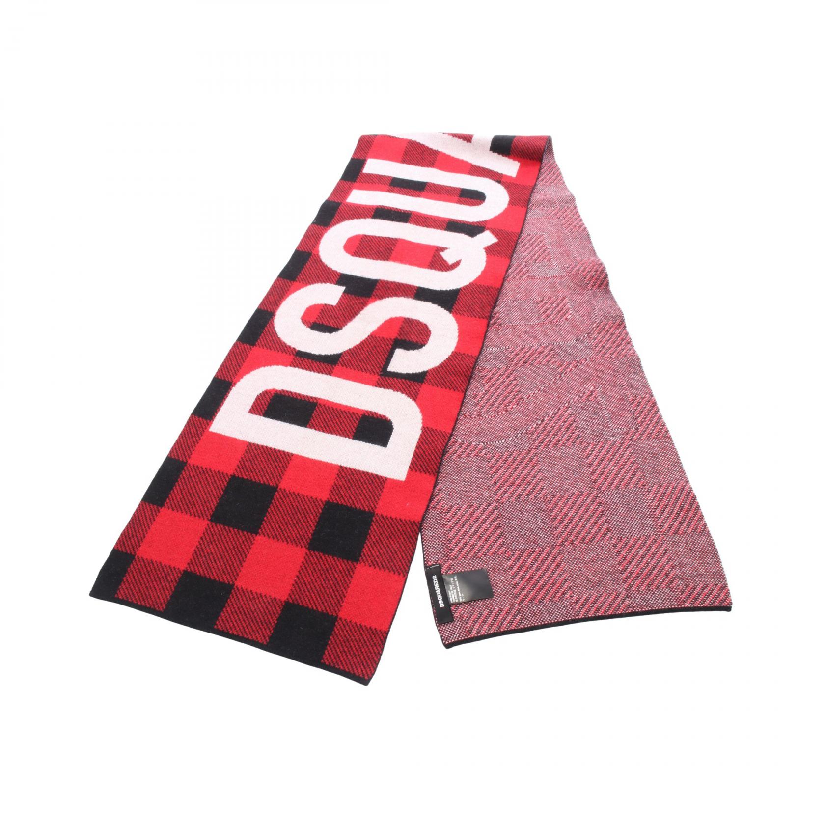 ≪千円OFFクーポン 7/19 20時~7/26 9:59≫ディースクエアード DSQUARED2 マフラー 衣料品 ウール メンズ ブラック系 / レッド系 【中古】|Mike Museum