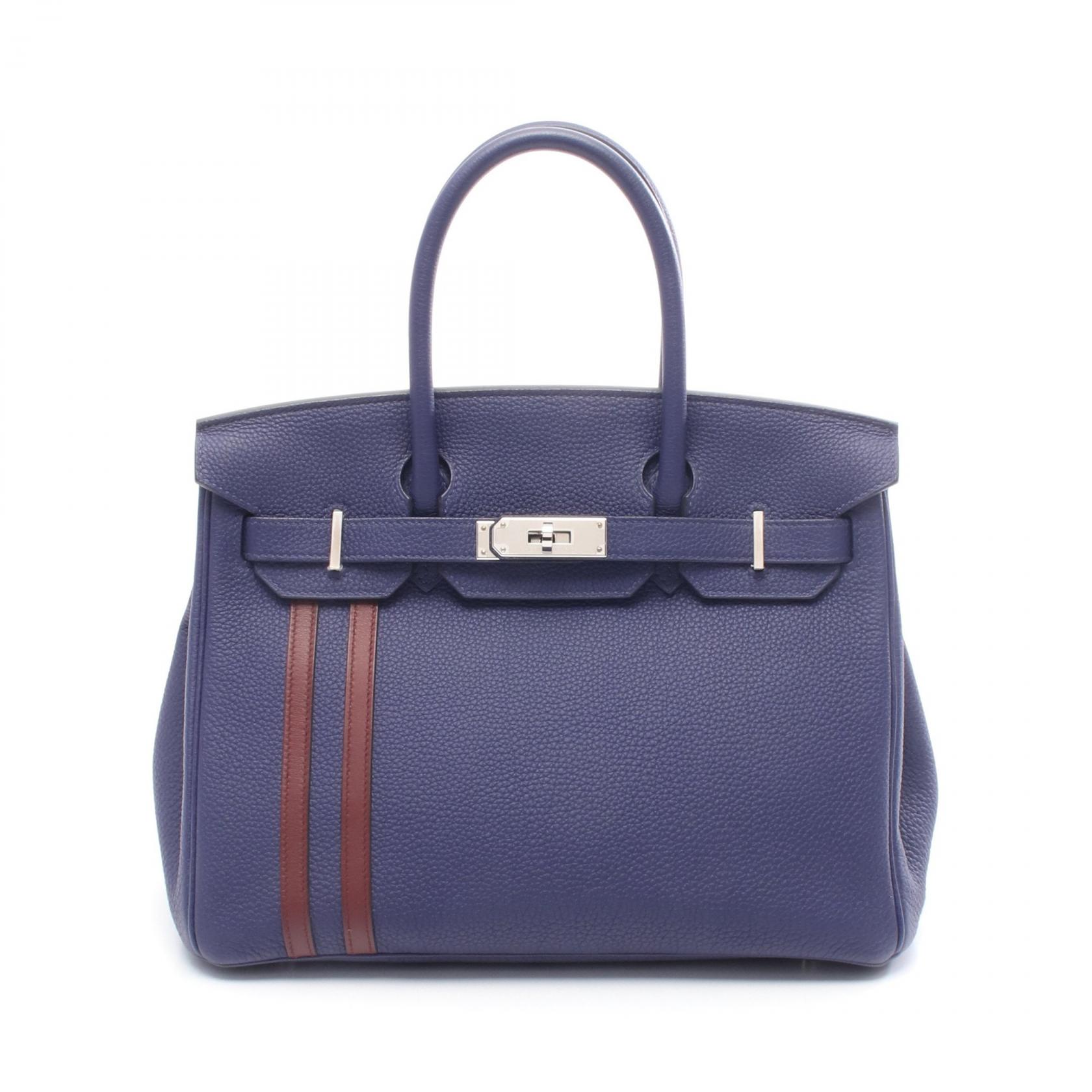 【15%OFFクーポン対象】エルメス HERMES バーキン30 オフィシエ ハンドバッグ バッグ レザー カーフ（牛革） トゴ / ヴォースイフト トゴ レディース ブルー系 / ボルドー系 【中古】