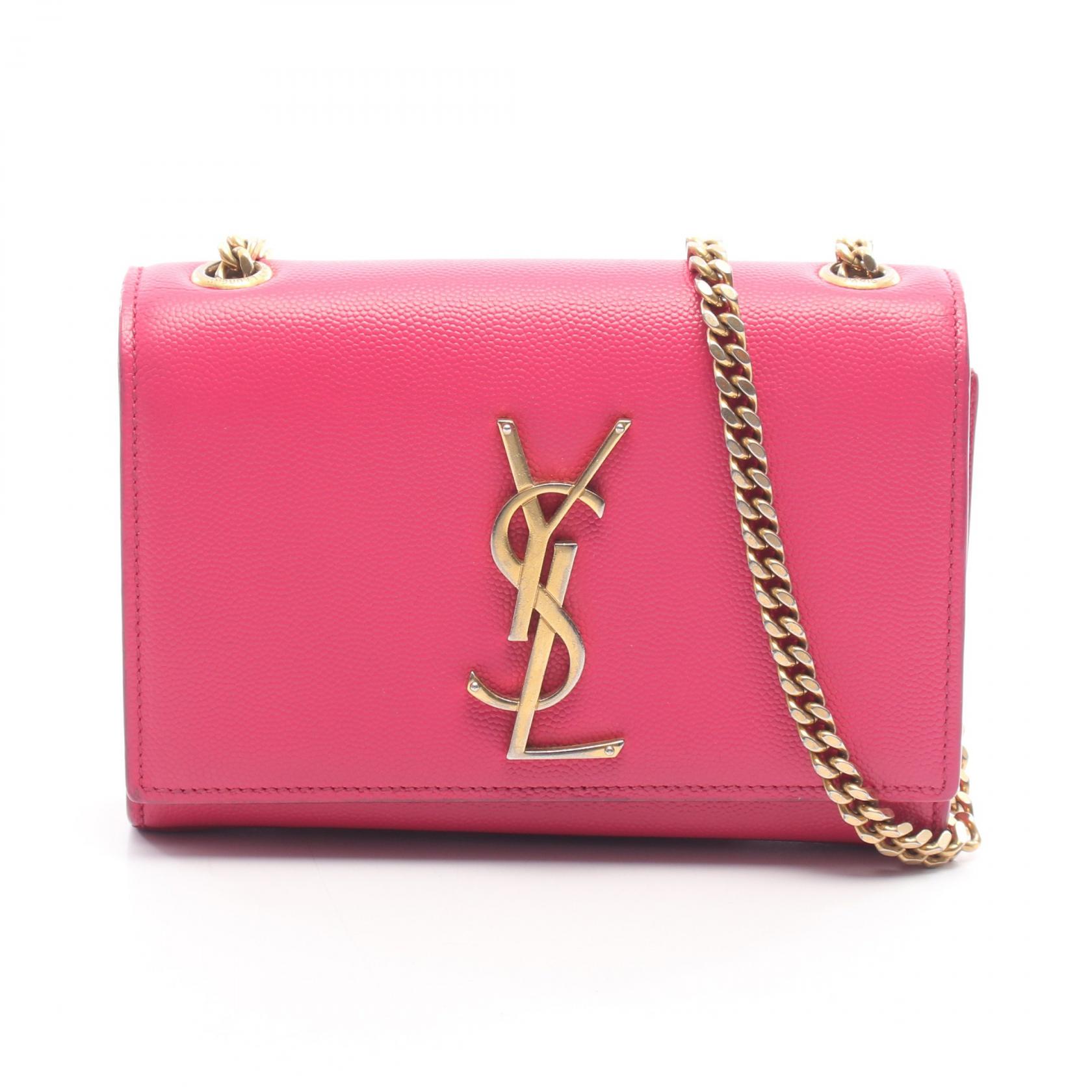 【SALE／1万円OFFクーポン】サンローランパリ SAINT LAURENT PARIS ケイト モノグラム ショルダーバッグ バッグ レザー レディース ピンク系 【中古】