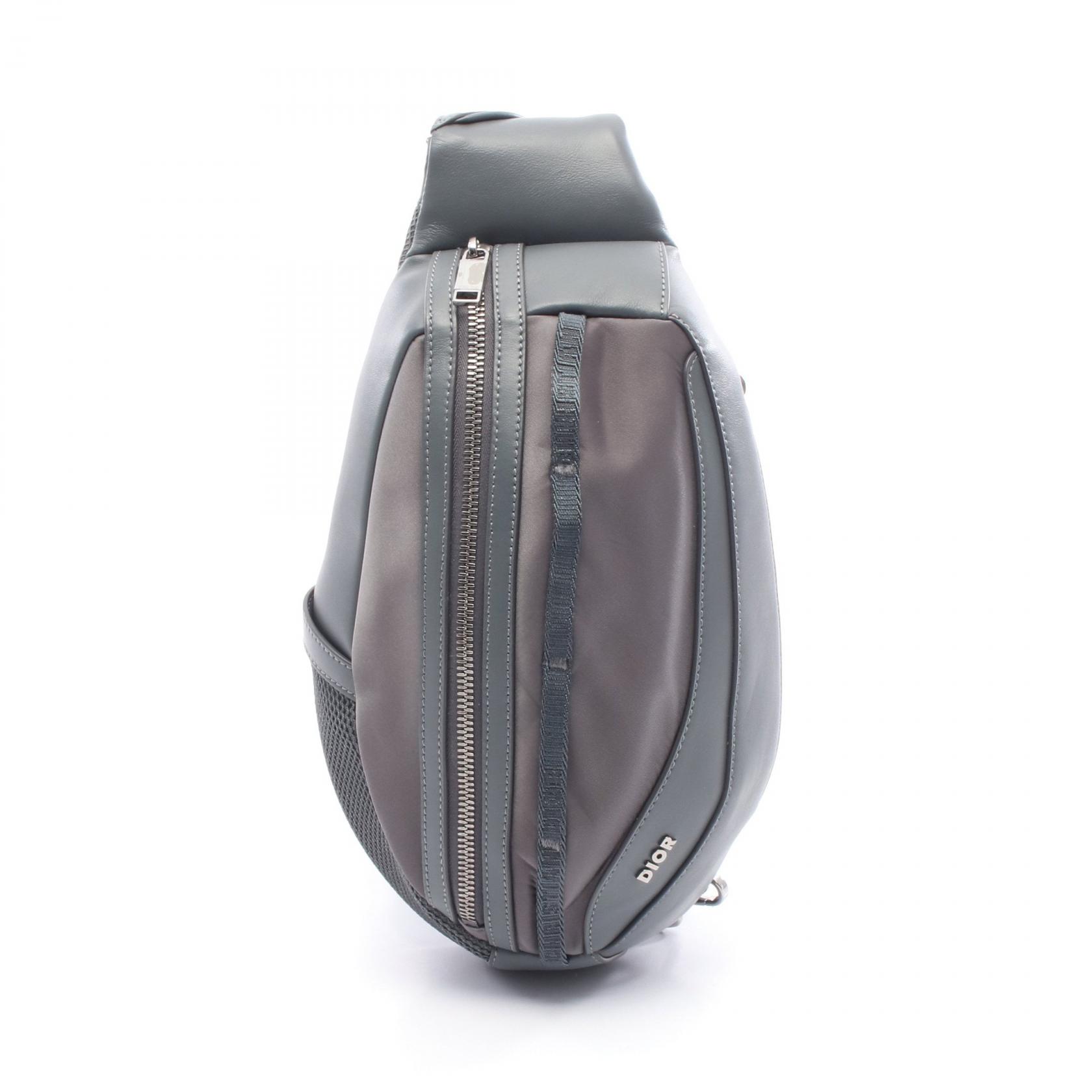 【SALE／2万円OFFクーポン】ディオール Dior スカラベ ウエストバッグ ボディバッグ バッグ レザー ナイロン メンズ グレー系 【中古】