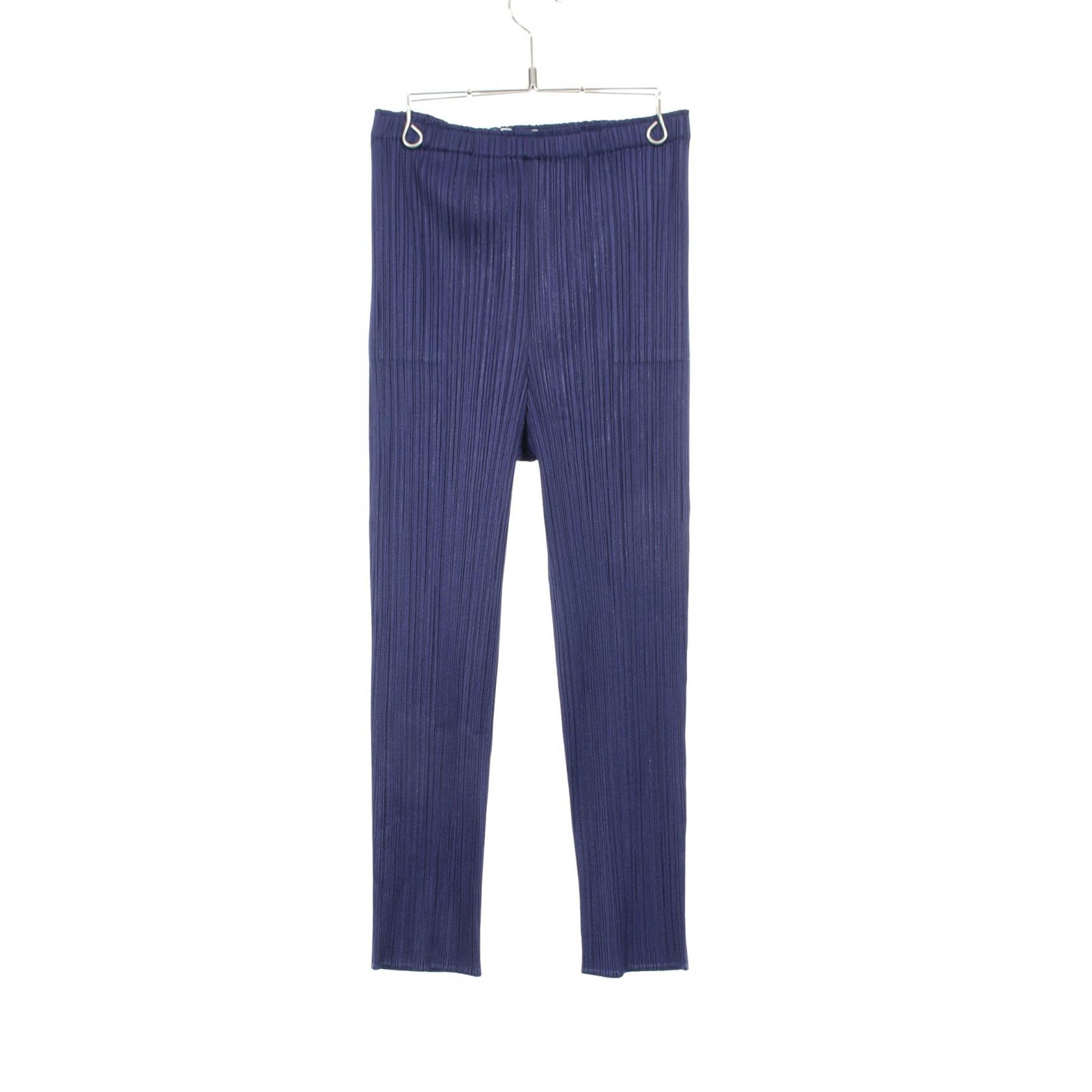 ≪2千円OFFクーポン 7/19 20時~7/26 9:59≫プリーツプリーズ PLEATS PLEASE プリーツ パンツ 衣料品 ボトムス ポリエステル レディース ネイビー系 【中古】|Mike Museum