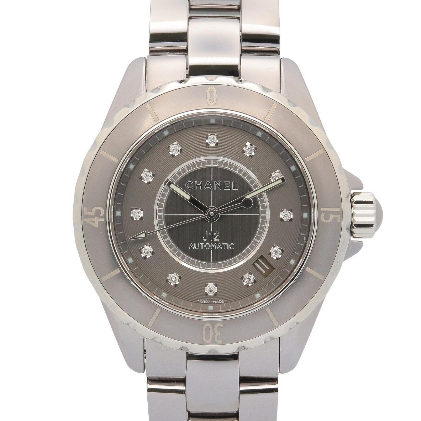 シャネル CHANEL J12 クロマティック 12Pダイヤ 腕時計 時計 チタン セラミック ダイヤモンド メンズ グレー系 H3242 【中古】