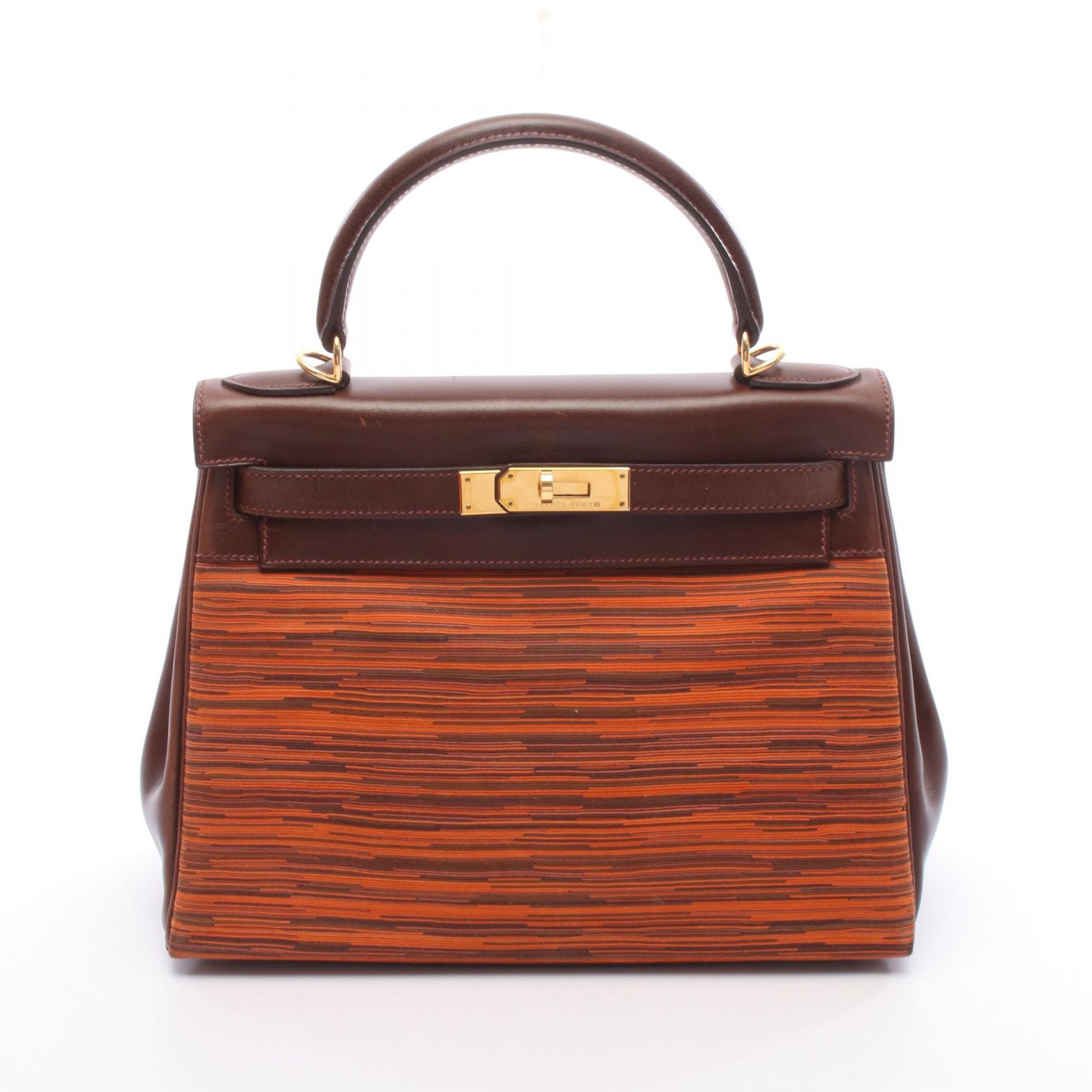 【15%OFFクーポン対象】エルメス HERMES ケリー28 ハンドバッグ バッグ カーフ（牛革） ヴィブラート ヴィブラート レディース オレンジ系 / ブラウン系 / マルチカラー 【中古】