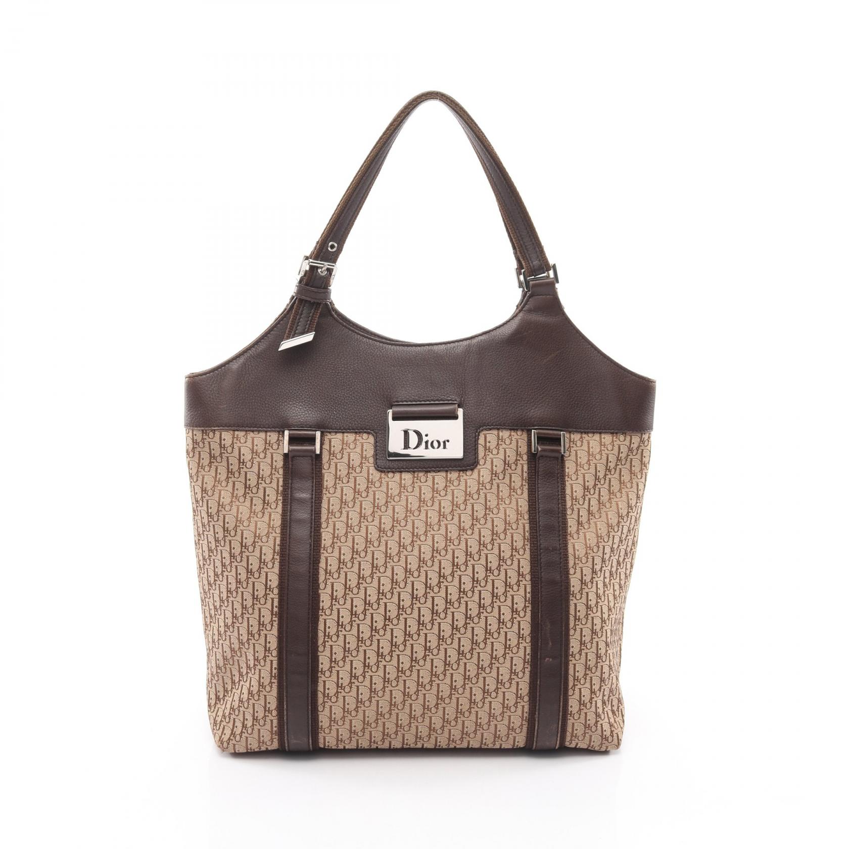 【SALE／5千円OFFクーポン】クリスチャンディオール Christian Dior トロッター トートバッグ バッグ キャンバス レザー レディース ベージュ系 / ブラウン系 【中古】
