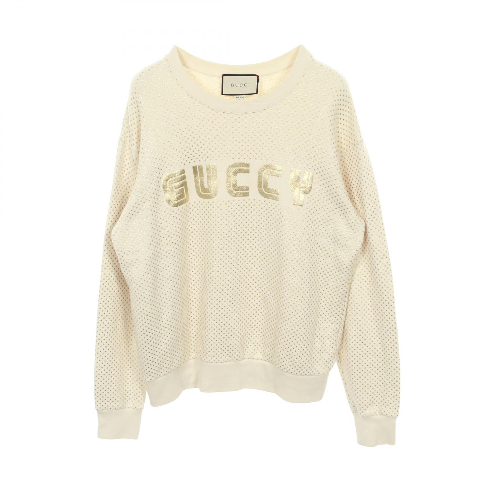 【20%OFFクーポン対象】グッチ GUCCI スウェット 衣料品 トップス コットン メンズ ホワイト系 / ゴールド系 【中古】