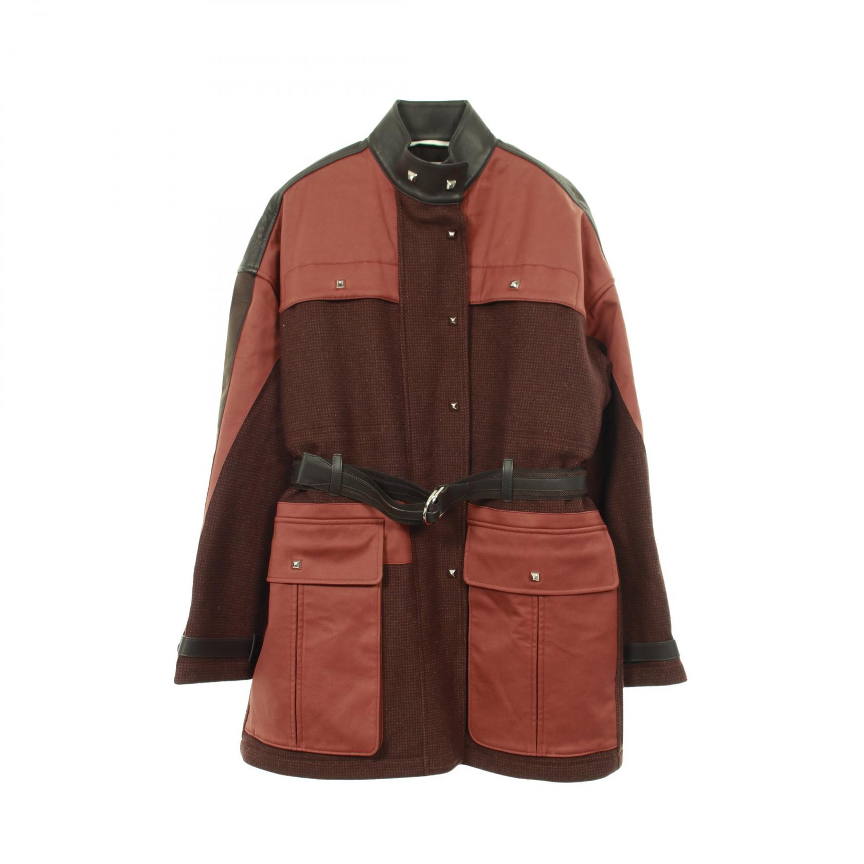 エルメス HERMES 衣料品 アウター ウール カシミヤ レザー レディース ブラウン系 【中古】
