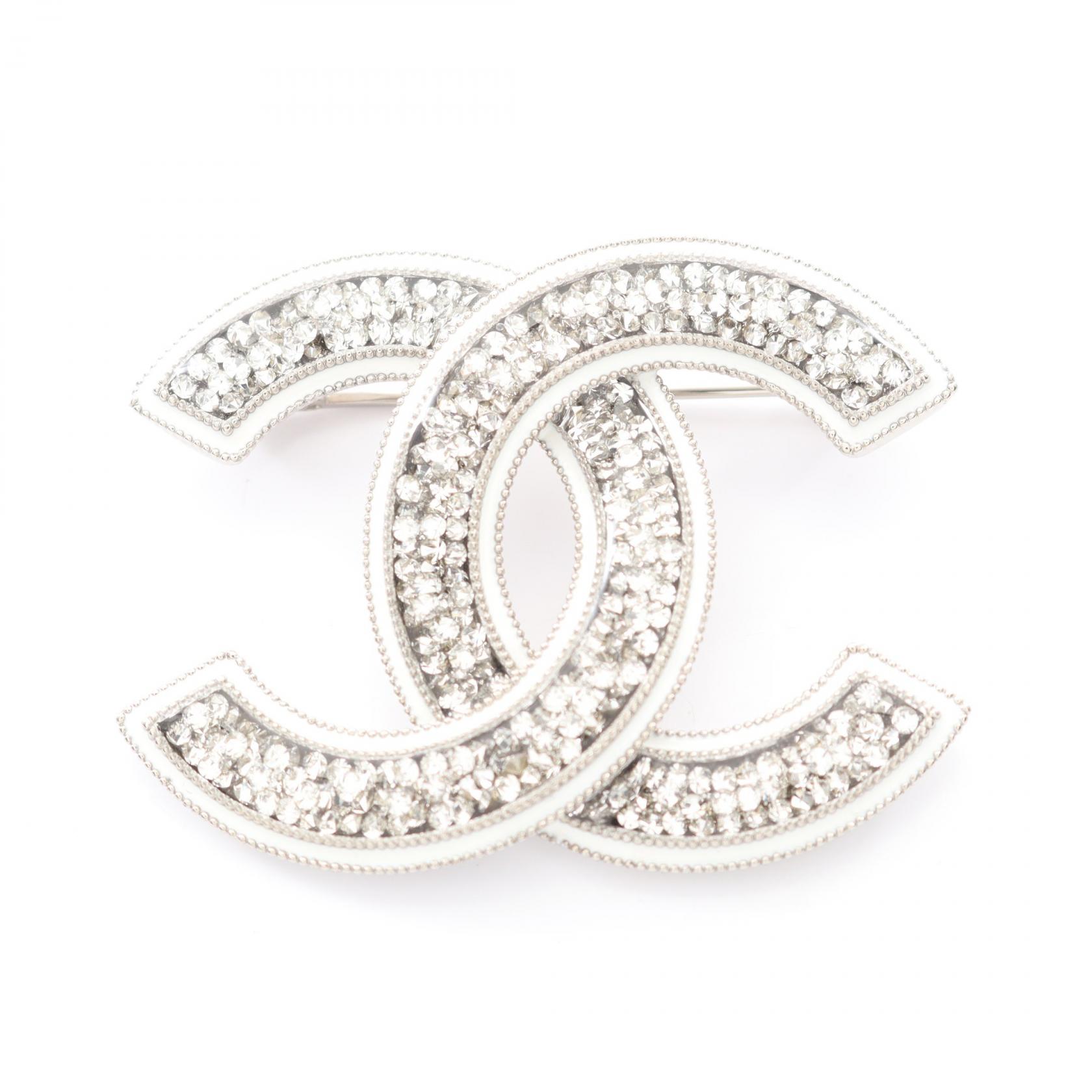 【15%OFFクーポン対象】シャネル CHANEL ココマーク ブローチ アクセサリー ステンレススチール レディース シルバー系 / クリア系 A23C 【中古】