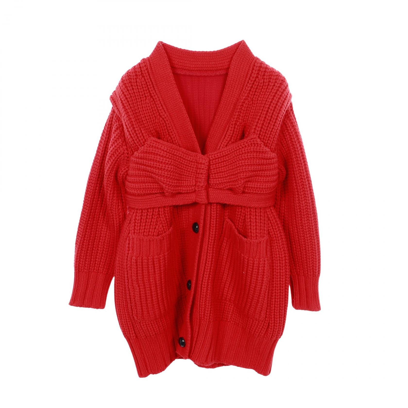 【ポイント5倍／～4/10(金)23:59】サカイ Sacai エルバーパッチ カーディガン ニット 衣料品 アウター ウール レディース レッド系 【中古】