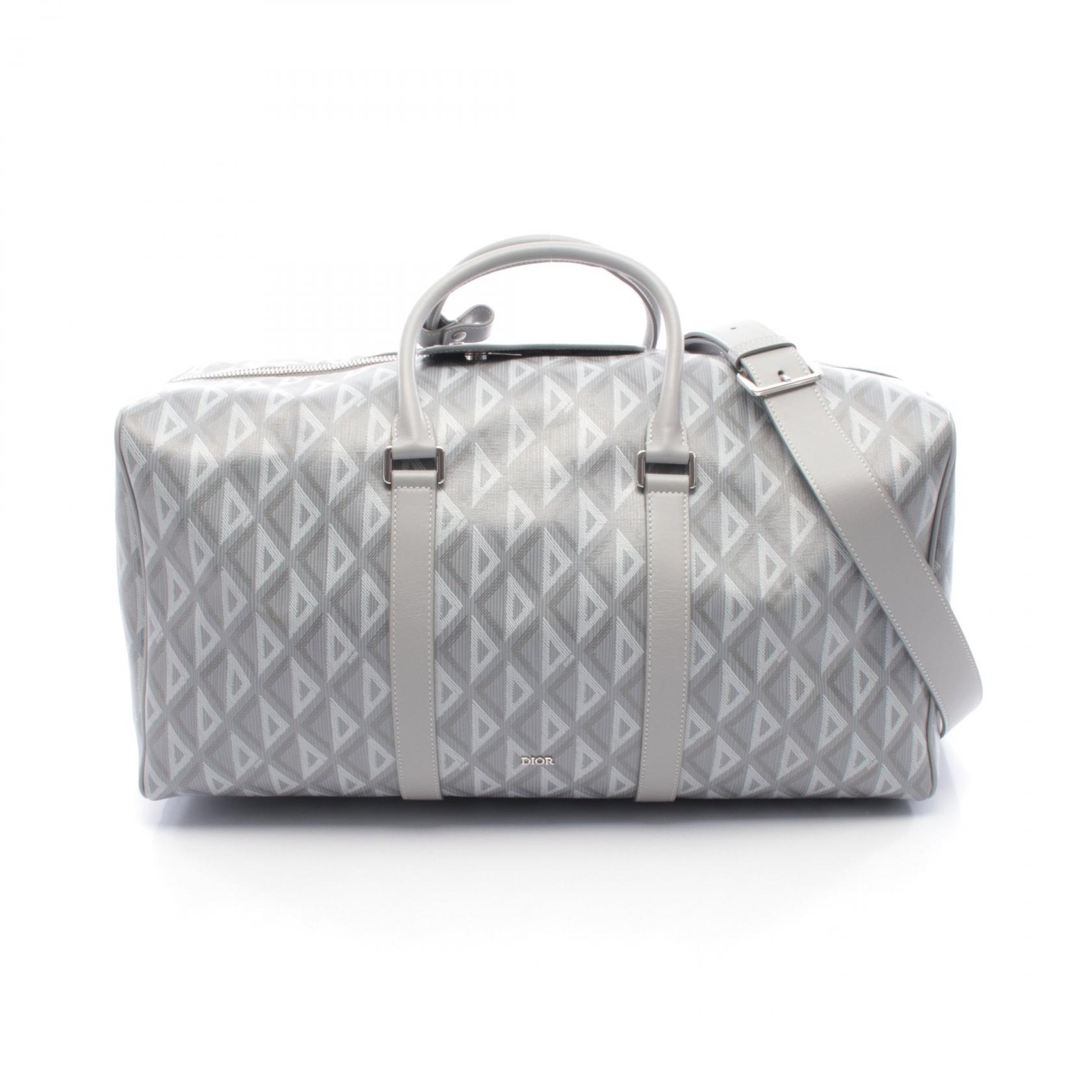 【15%OFFクーポン対象】ディオール Dior CDダイヤモンド ランゴ50 ボストンバッグ バッグ PVCコーティングキャンバス レザー メンズ グレー系 【中古】