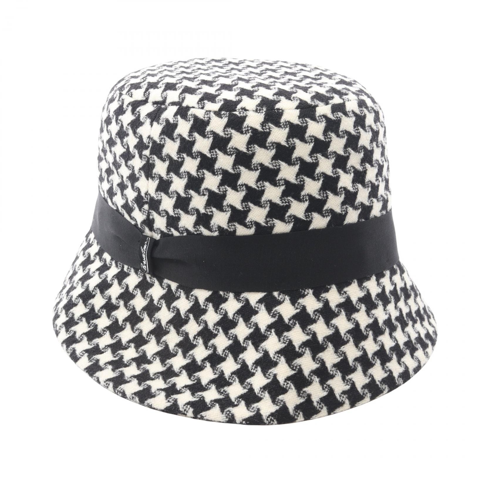 【30%OFFクーポン対象】ボルサリーノ Borsalino ハット 帽子 ウール レディース ブラック系 / アイボリー系 【中古】