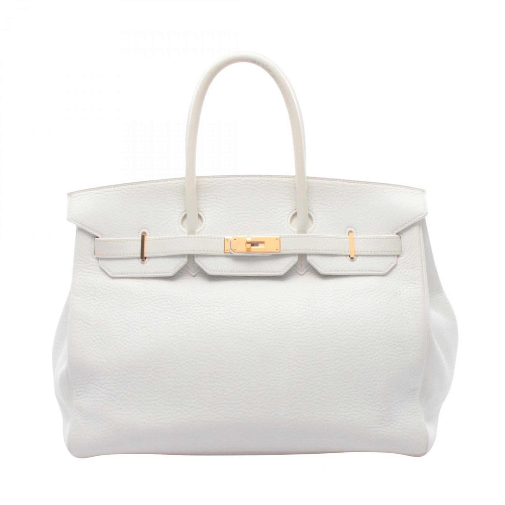 【15%OFFクーポン対象】エルメス HERMES バーキン35 ハンドバッグ バッグ レザー トリヨンクレマンス トリヨンクレマンス レディース ホワイト系 【中古】