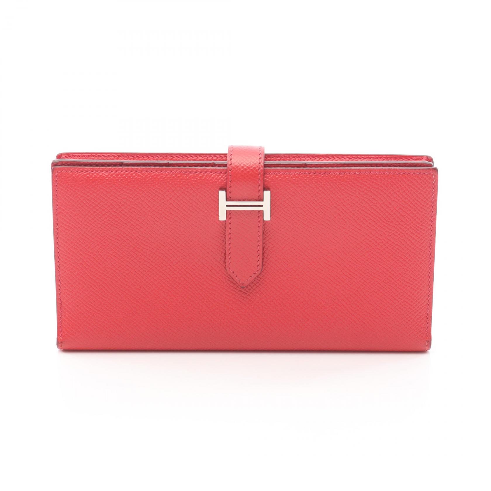 《全品5%クーポン×P5倍》エルメス HERMES ベアンスフレ 二つ折り長財布 財布 レザー カーフ（牛革） ヴォーエプソン ヴォーエプソン レディース レッド系 【中古】