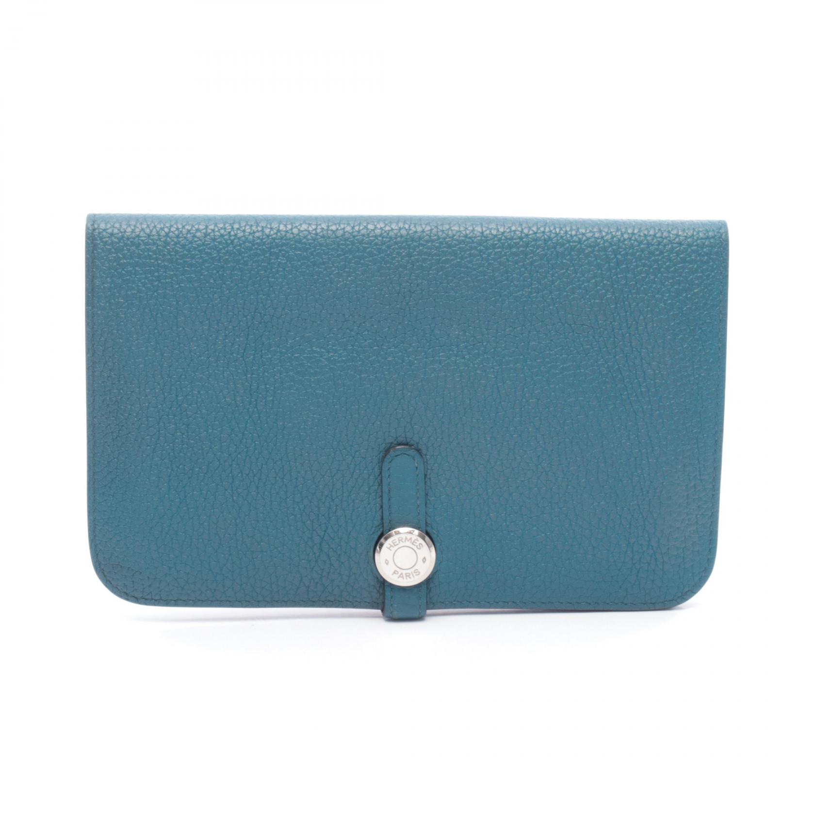 ≪10%OFFクーポン 7/19 20時~7/26 9:59≫エルメス HERMES ドゴンデュオGM 二つ折り長財布 財布 レザー トリヨンクレマンス トリヨンクレマンス レディース グリーン系 【中古】|Mike Museum