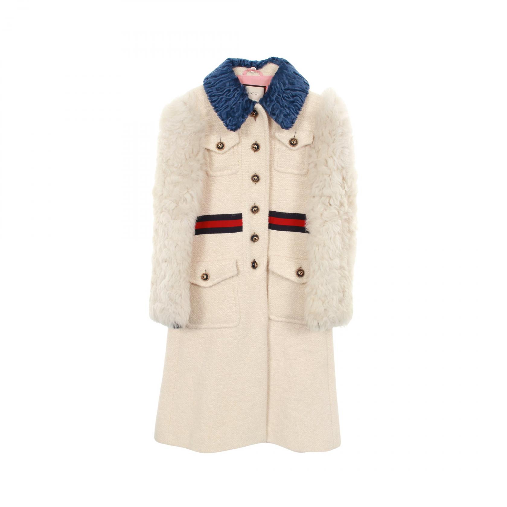 《全品5%クーポン×P5倍》グッチ GUCCI GGボタン 衣料品 アウター コットン / モヘヤ / アルパカ レディース ホワイト系 / ブルー系 438459 【中古】