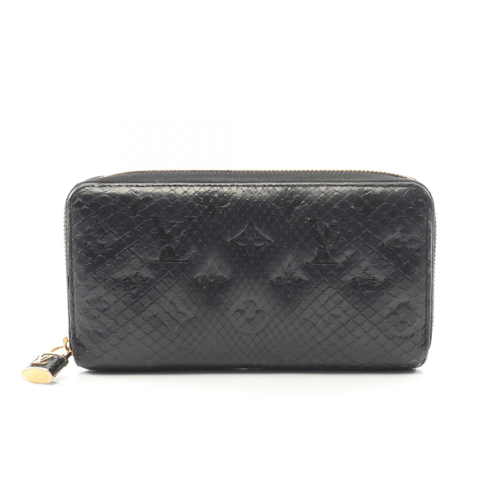 《全品5%クーポン×P5倍》ルイ・ヴィトン LOUIS VUITTON ジッピーウォレット モノグラムパイソン ノワール ラウンド長財布 財布 エキゾチックレザー レディース ブラック系 N80686 【中古】