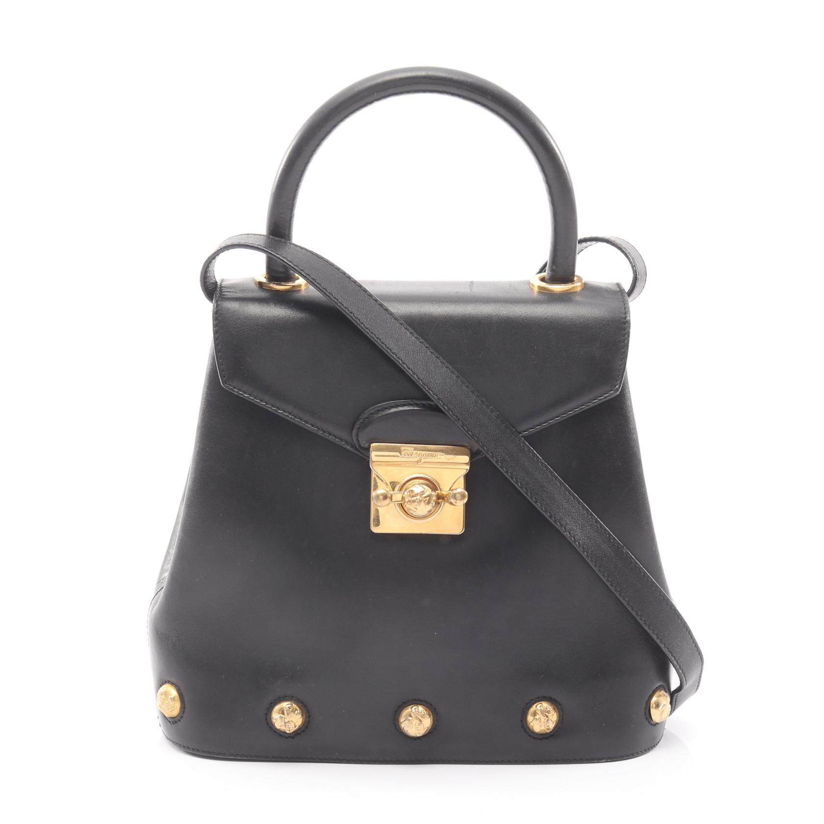 【ポイント5倍／～4/10(金)23:59】サルヴァトーレフェラガモ Salvatore Ferragamo ハンドバッグ バッグ レザー レディース ブラック系 21 1668 【中古】
