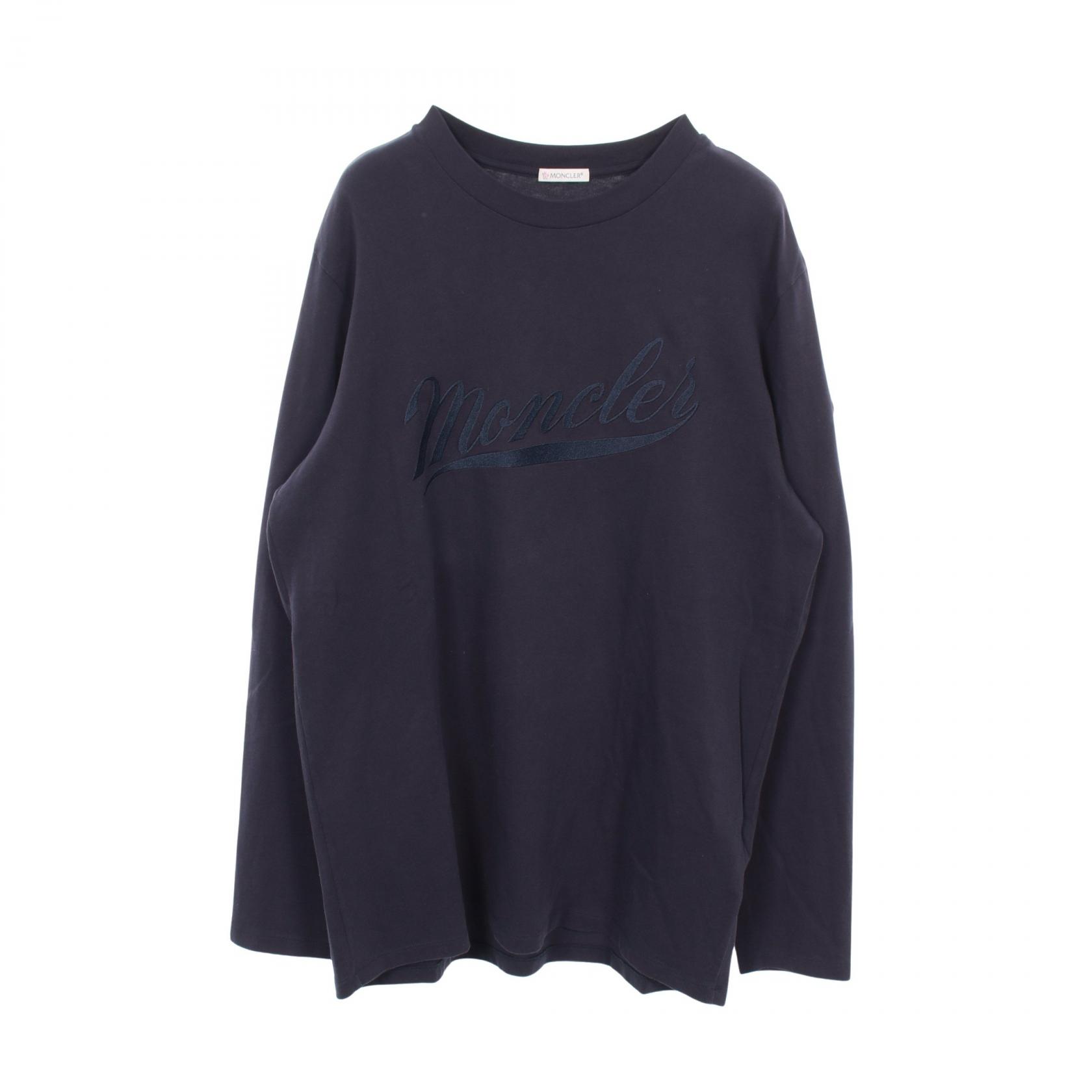 モンクレール MONCLER ロゴ刺繍 長袖Tシャツ 衣料品 トップス コットン メンズ ネイビー系 I10918D00002 【中古】
