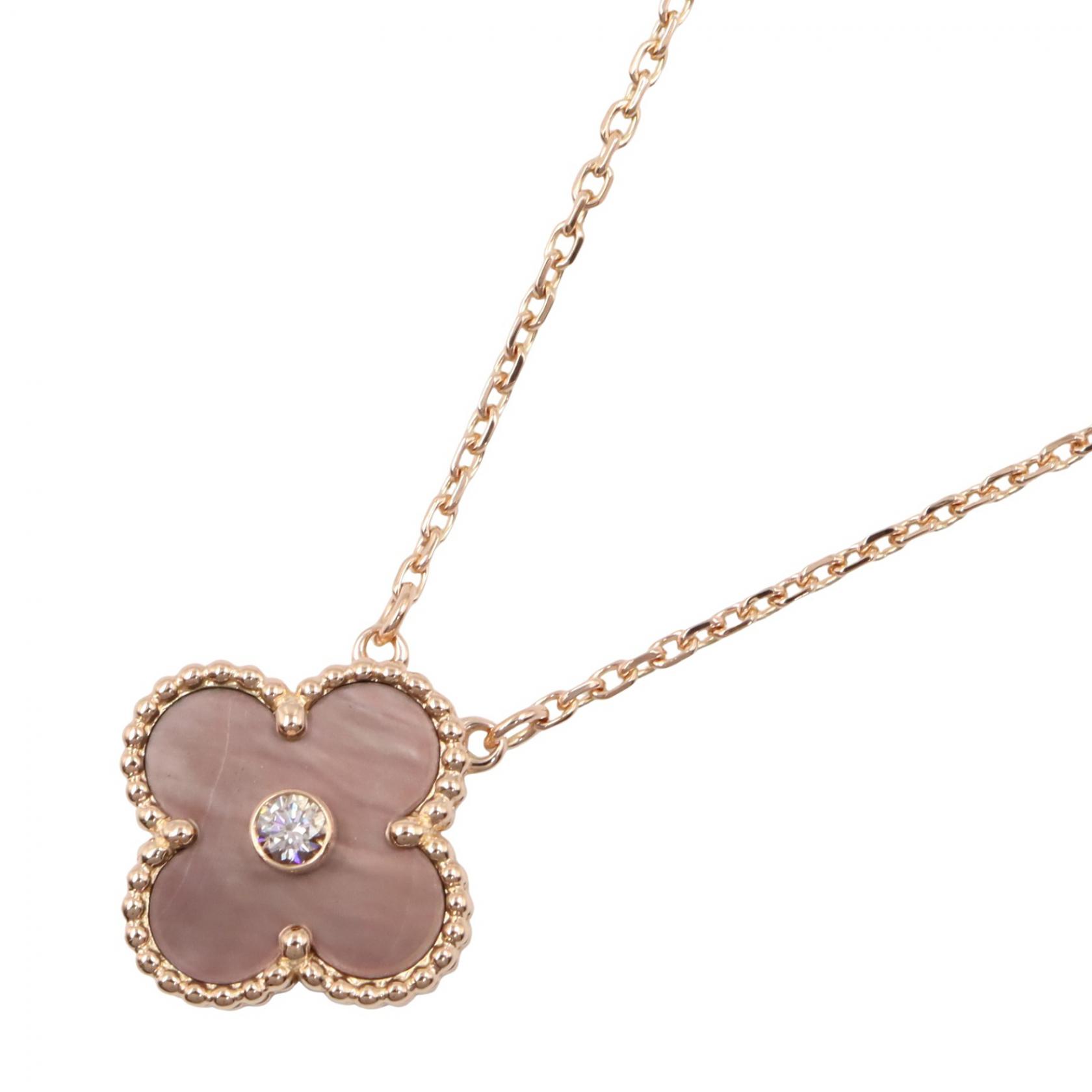 【SALE／10%OFFクーポン】ヴァンクリーフ＆アーペル Van Cleef & Arpels ヴィンテージアルハンブラ 1PD グレーマザーオブパール ネックレス ジュエリー K18PG（ピンクゴールド） ダイヤモンド グレーマザーオブパール レディース ゴールド系 / クリア系 【中古】