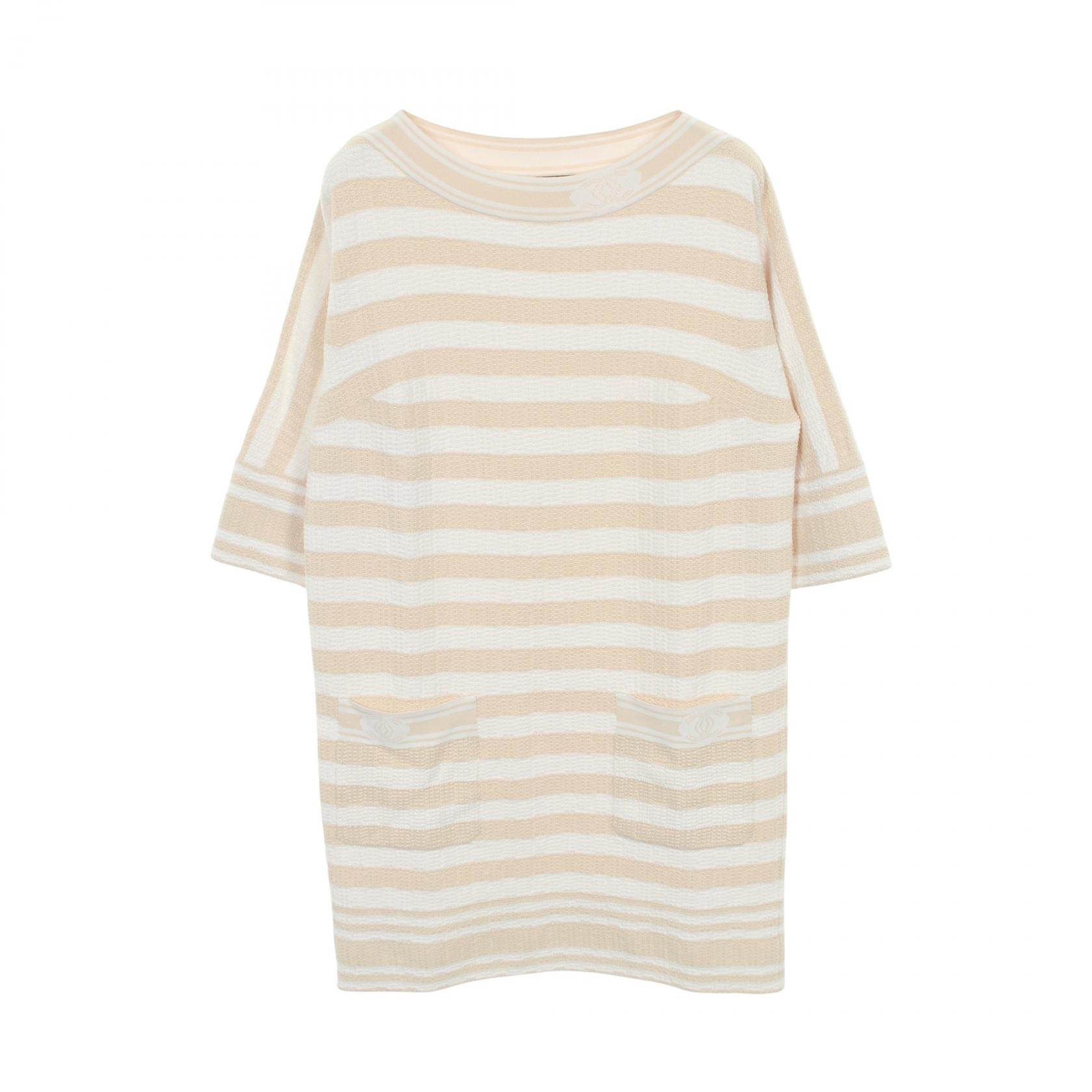 【SALE／2万円OFFクーポン】シャネル CHANEL ココマーク ワンピース 衣料品 トップス コットン ビスコース レディース ベージュ系 / ホワイト系 【中古】