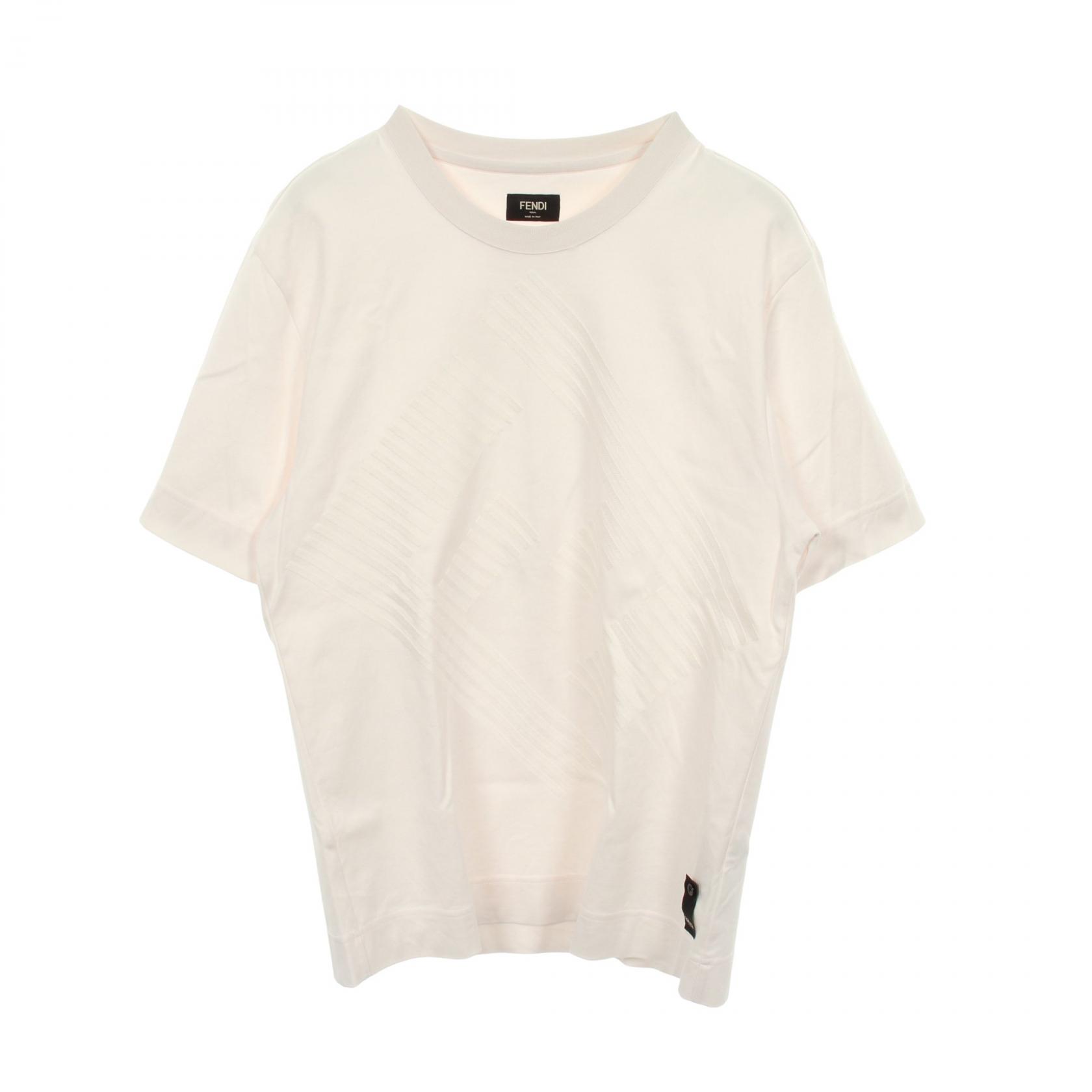 《全品5%クーポン×P5倍》フェンディ FENDI FFロゴ 半袖Tシャツ 衣料品 トップス コットン メンズ ホワイト系 【中古】