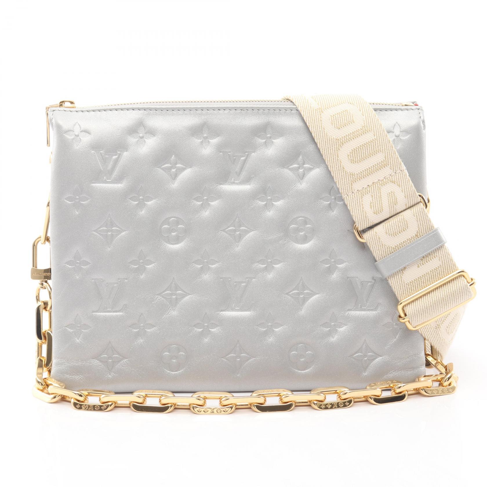 《全品5%クーポン×P5倍》ルイ・ヴィトン LOUIS VUITTON クッサンPM ショルダーバッグ バッグ レザー モノグラム・エンボス レディース シルバー系 M21769 【中古】