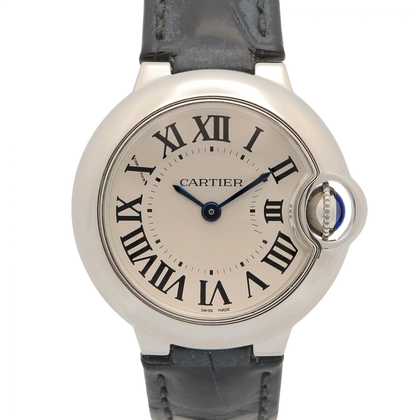 【15%OFFクーポン対象】カルティエ CARTIER バロンブルー 腕時計 時計 ステンレススチール 革 レディース シルバー系 W69018Z4 【中古】
