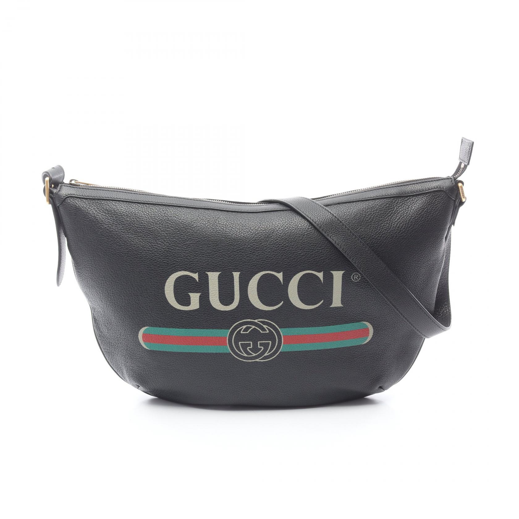 【SALE／1万円OFFクーポン】グッチ GUCCI ハーフムーン ホーボー ヴィンテージロゴ ショルダーバッグ バッグ レザー レディース ブラック系 / マルチカラー 523588 【中古】