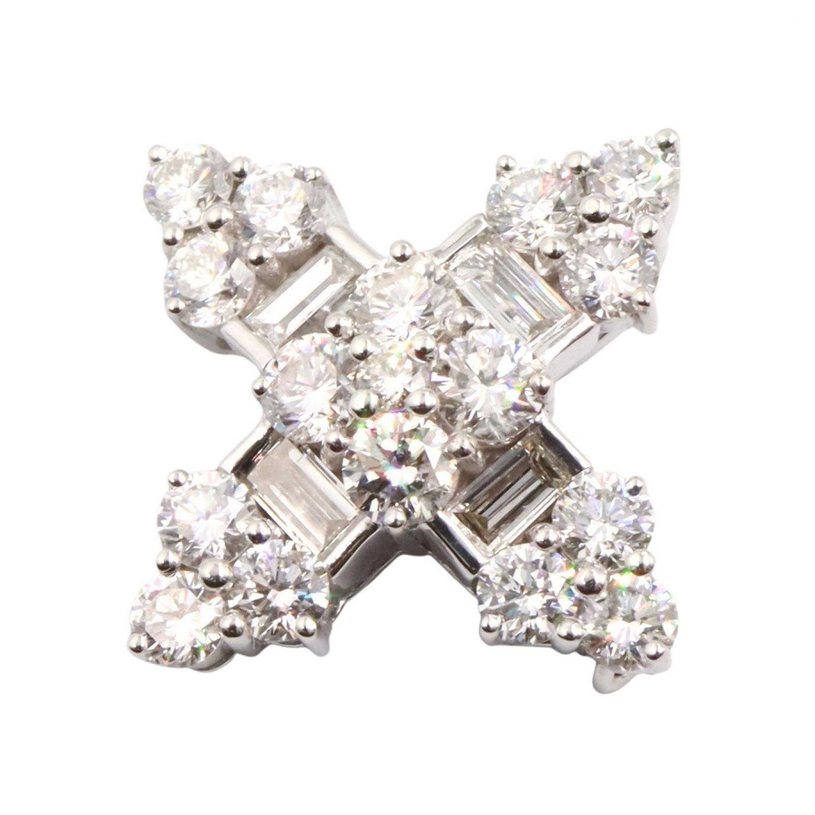 《全品5%クーポン×P5倍》ジュエリー JEWELRY ダイヤモンド ブローチ ブローチ アクセサリー K18WG(ホワイトゴールド) ダイヤモンド レディース シルバー系 / クリア系 ダイヤ 4.5g 【中古】