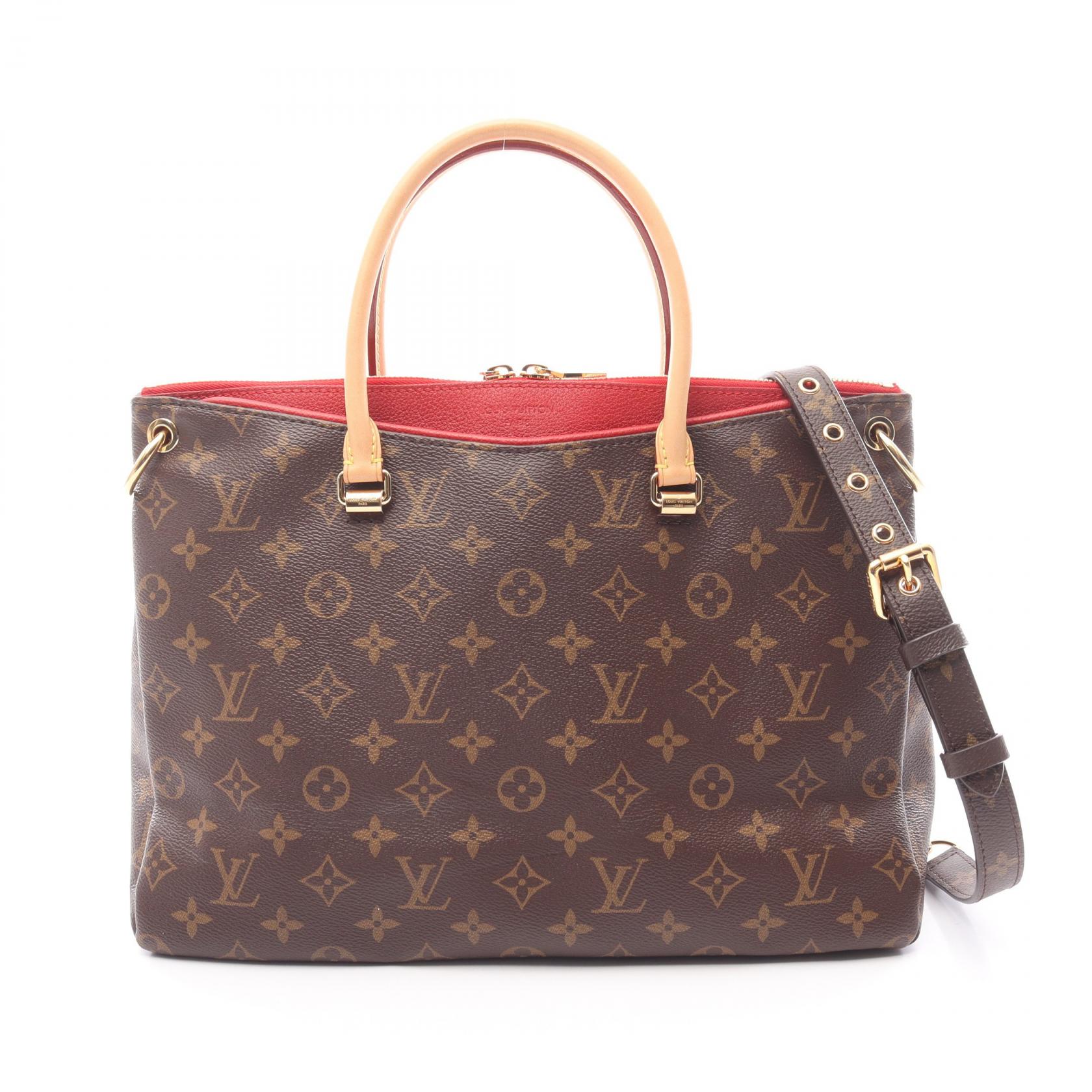 ルイ・ヴィトン LOUIS VUITTON パラス ハンドバッグ バッグ PVCコーティングキャンバス レザー モノグラム レディース ブラウン系 / レッド系 M41175 【中古】