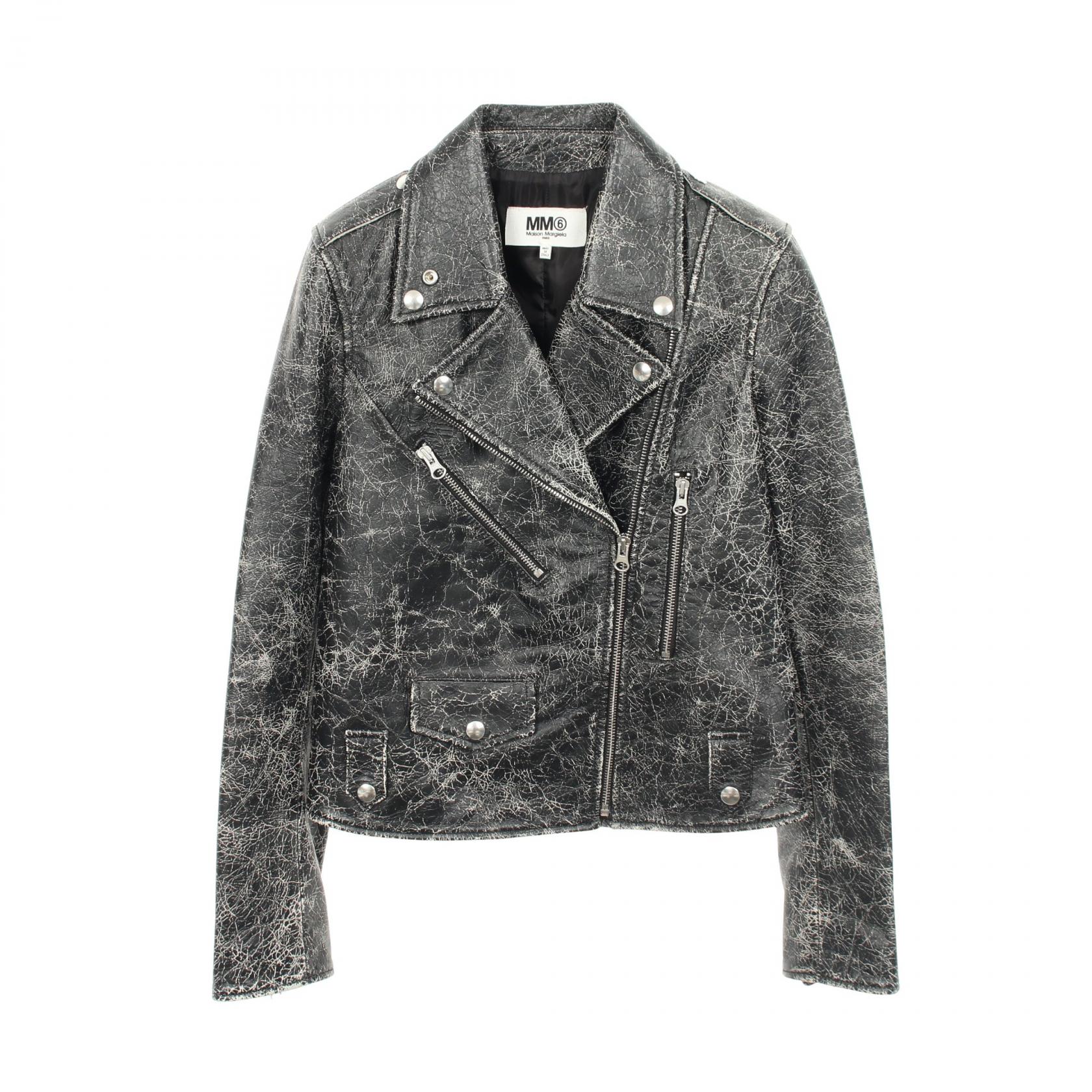 【20%OFFクーポン対象】エムエムシックス MM6 ライダースジャケット 衣料品 アウター レザー レディース ブラック系 32AM0241X9981 【中古】